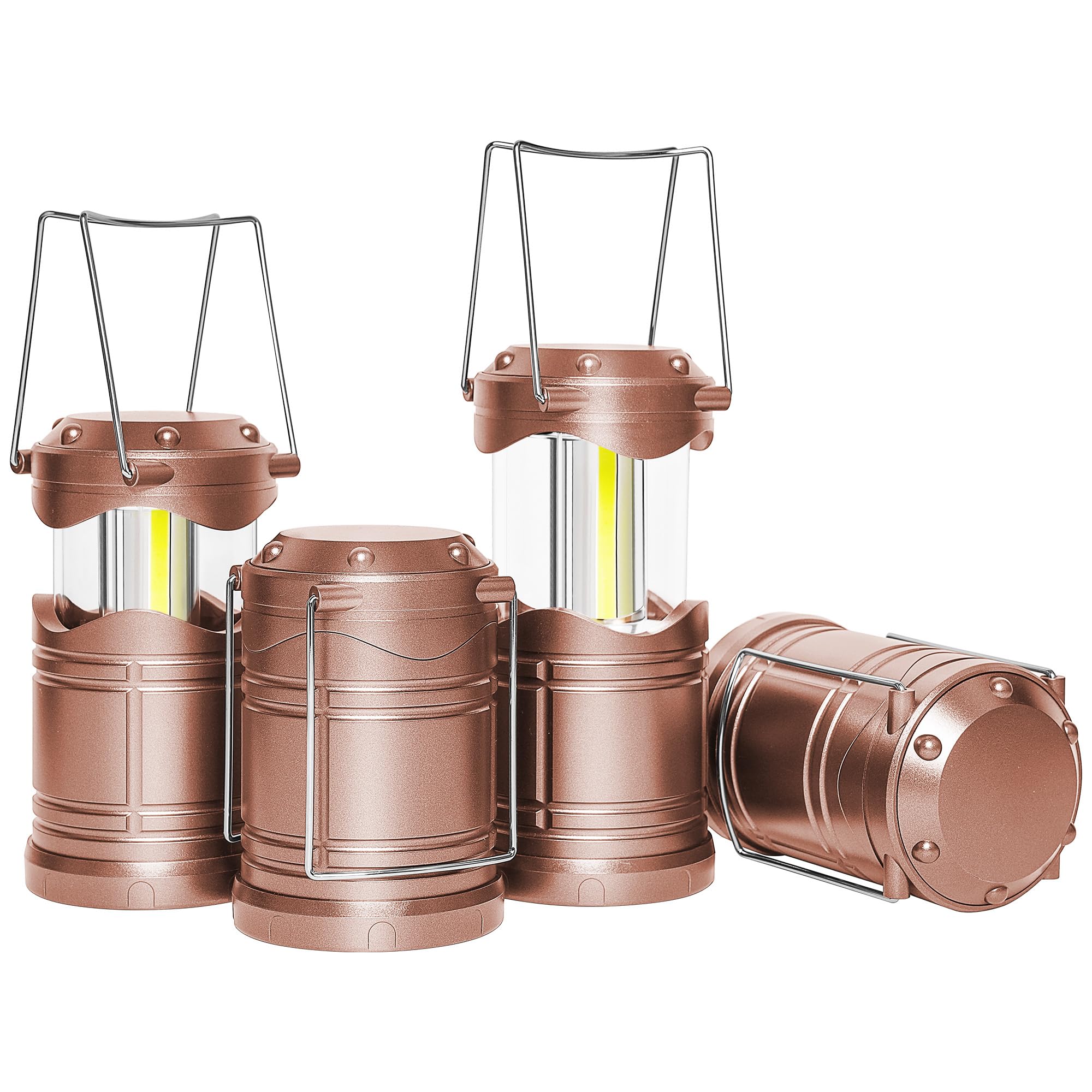 Lichamp LED Camping Lantern, Battery Powered, Portable Collapsible Light, Rose Gold, Model CLS-B004RG, 4 Pack