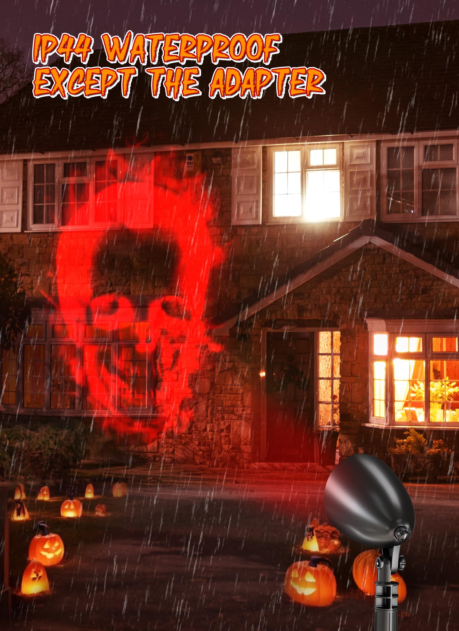 Minetom Halloween Projector Lights, 3D Skull Design, Waterproof, 1in, Red Skull Projector, Model KS-GL109MD