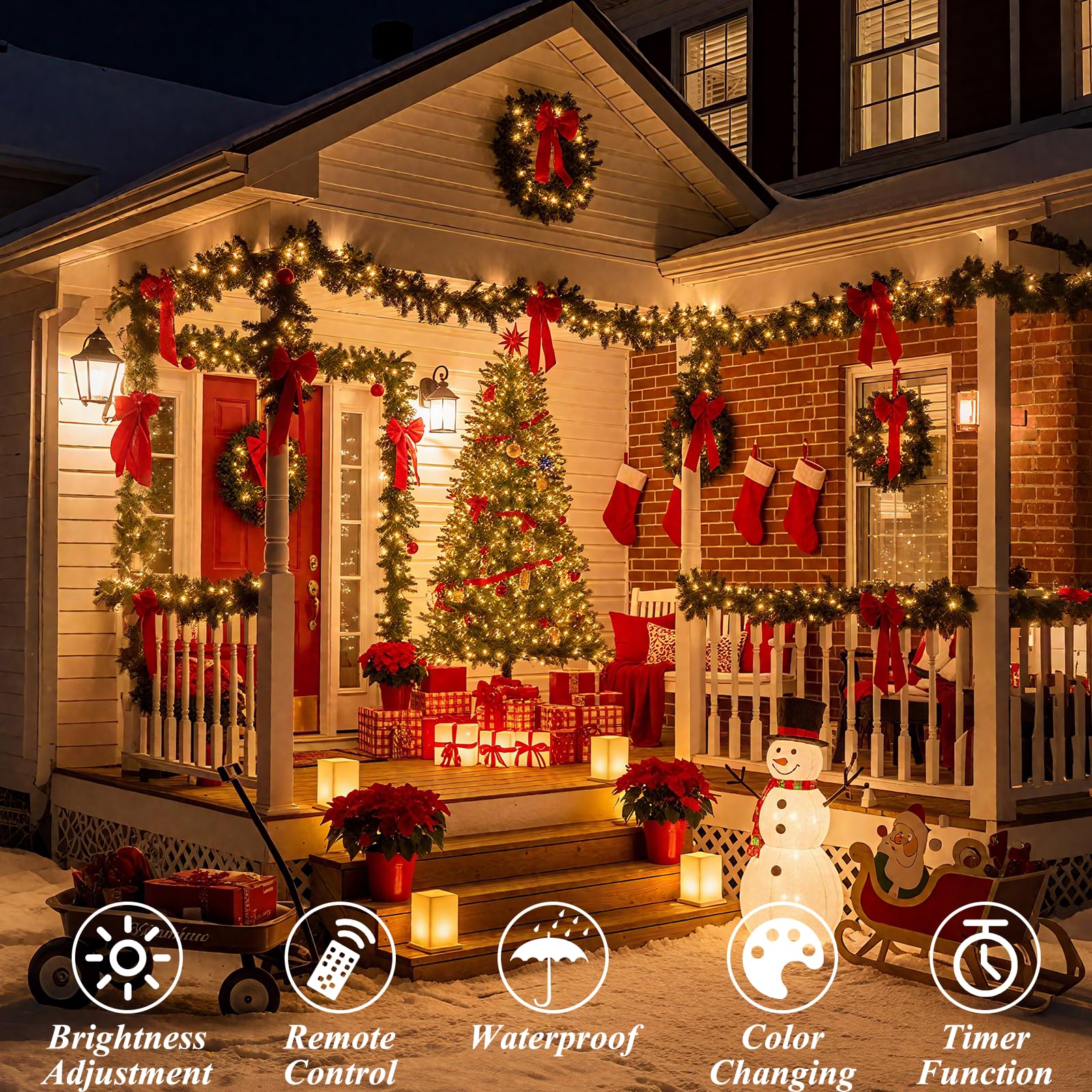 LitHome 300 LED Color Changing Christmas String Lights, 99FT, Clear Wire, 35 Colors, 9 Modes, Remote Timer, Dimmable, Model B-RG-S-AA