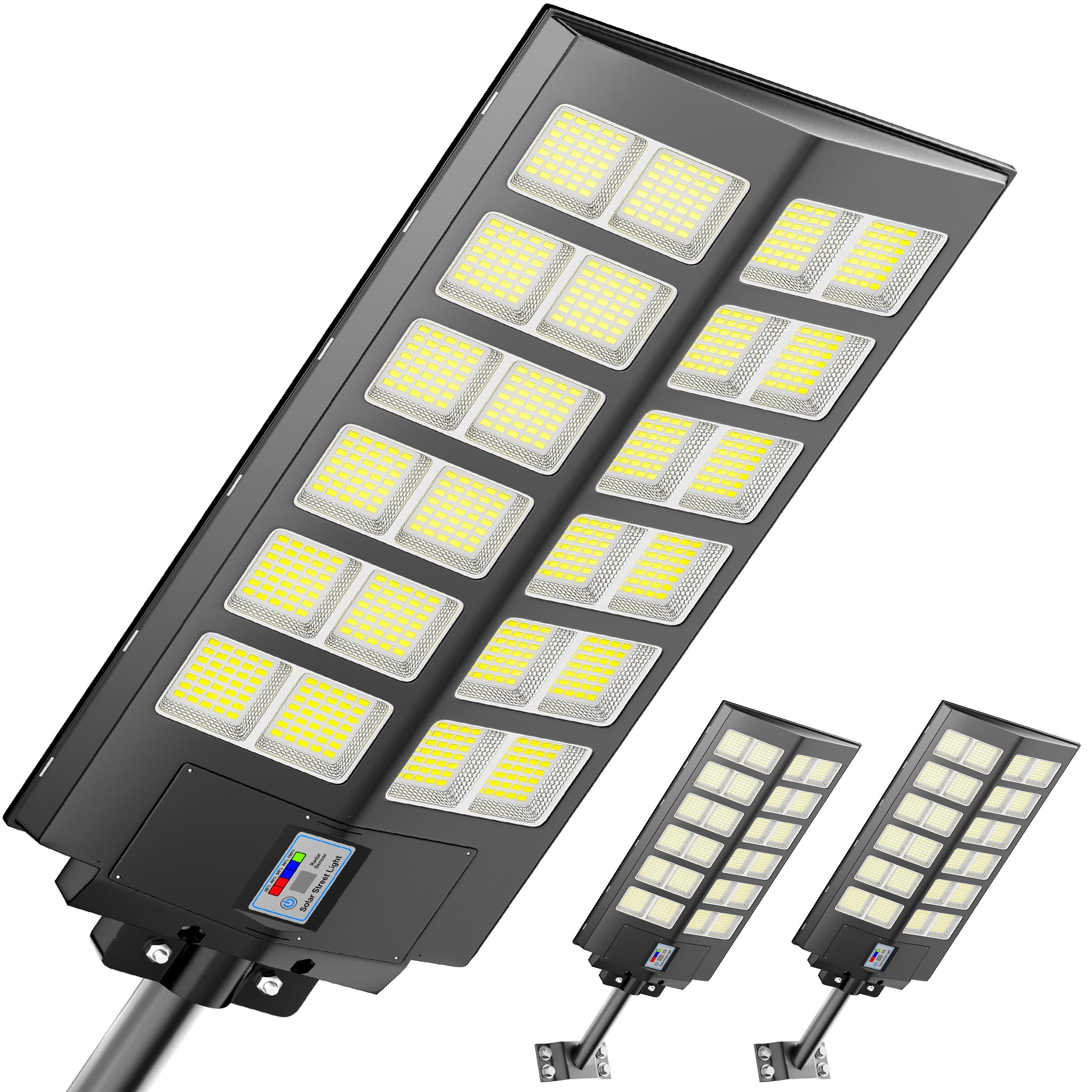 Jadisi 3-Pack Solar Parking Lot Lights, 9000W Solar Street Light 480000LM Dusk to Dawn Street Lights Solar Powered, IP67 Waterpr