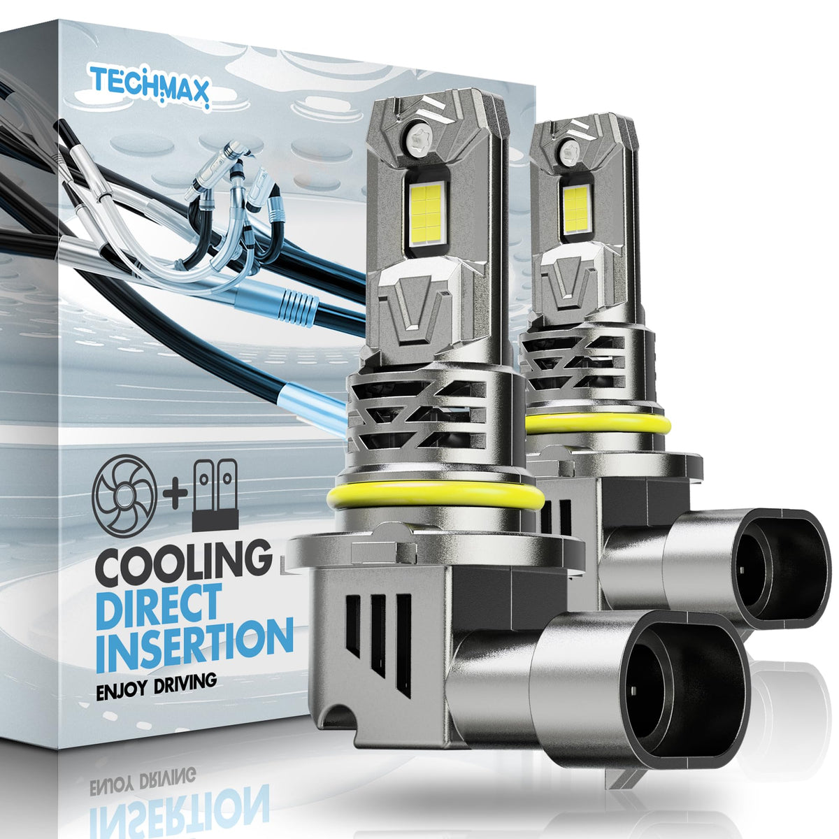 Techmax 9012 Bulb - 800% Super Brighter, 6500K Xenon White Fog Light Bulbs With Fan, 9012 Light Bulb Compatibility, Pack Of 2