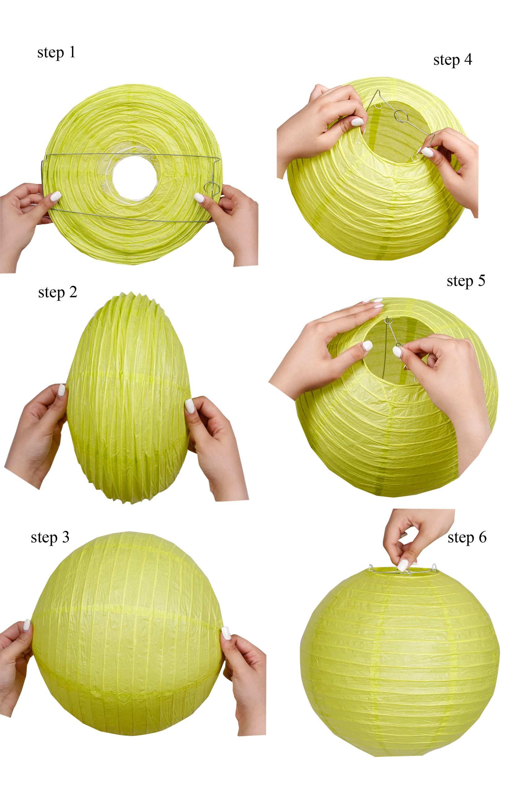Matissa 10''(25Cm) Pack Of 6 Paper Lantern Wedding Party Decoration Craft Lamp Shade (Spring Green)