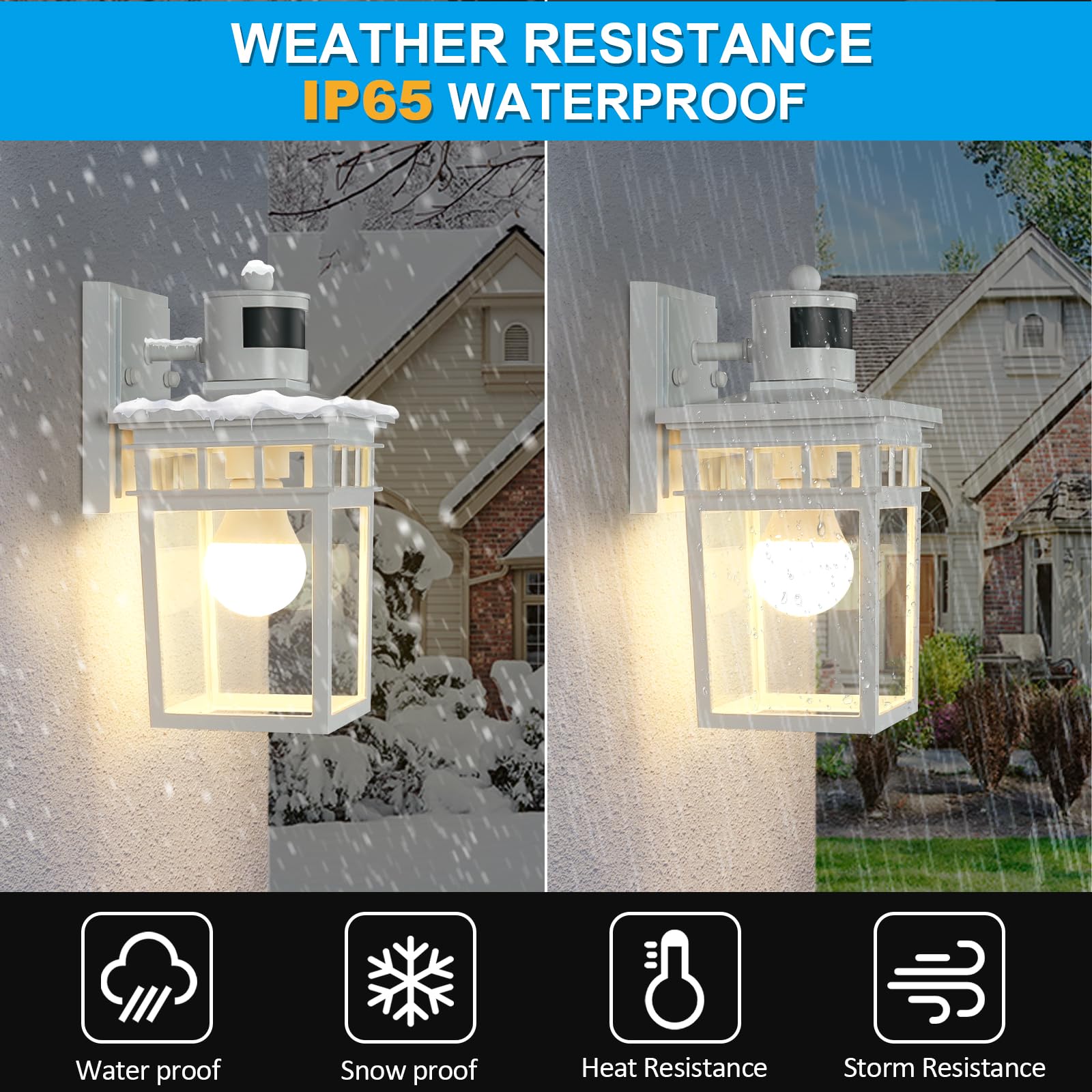 Fandbo Motion Sensor Outdoor Wall Light With Remote, Dusk To Dawn, Waterproof, White