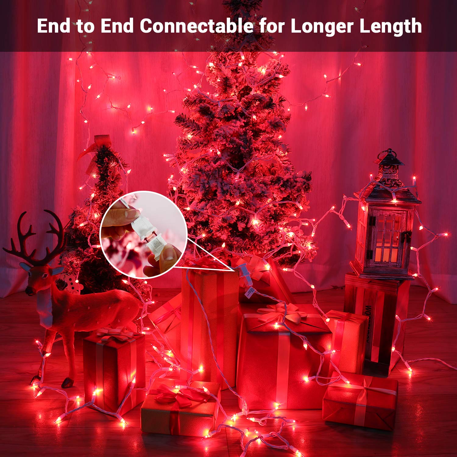 Brizled Red Christmas Lights, 300 Ct 69.6Ft Incandescent Christmas Lights Plugin, Connectable 120V Ul Certified Mini Christmas String Lights For Halloween, Xmas, Indoor, Party, Porch Decor, White Wire