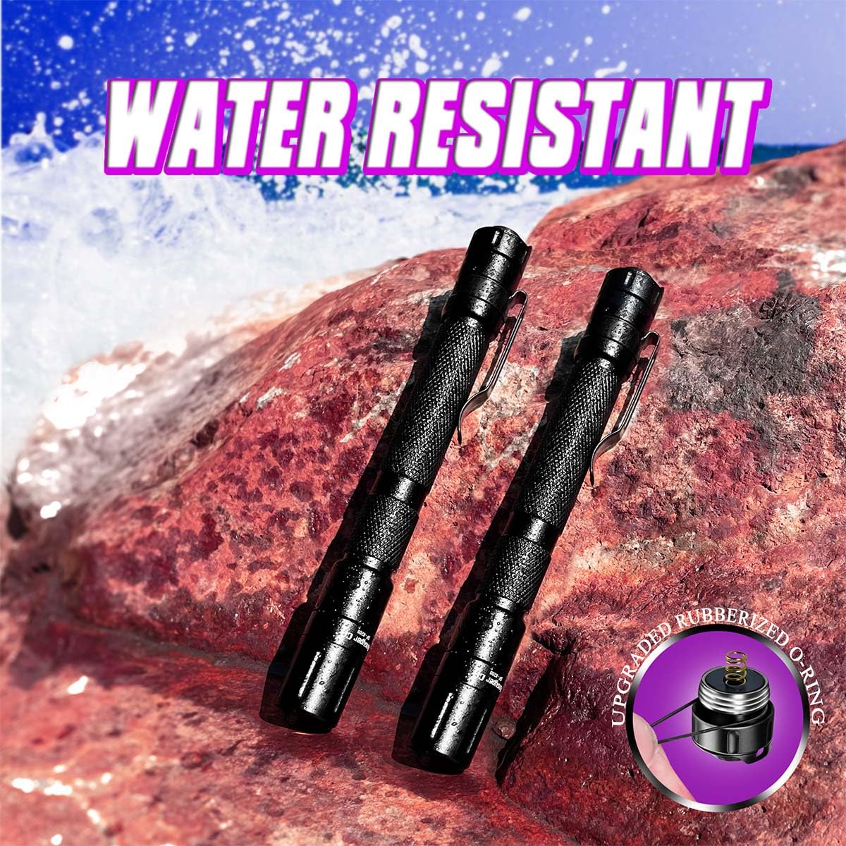 Ansyper CC UV Flashlight 2 Pack, 395nm Mini Penlight for Stain Detection, 5.2 inch, Black, Model U-9000