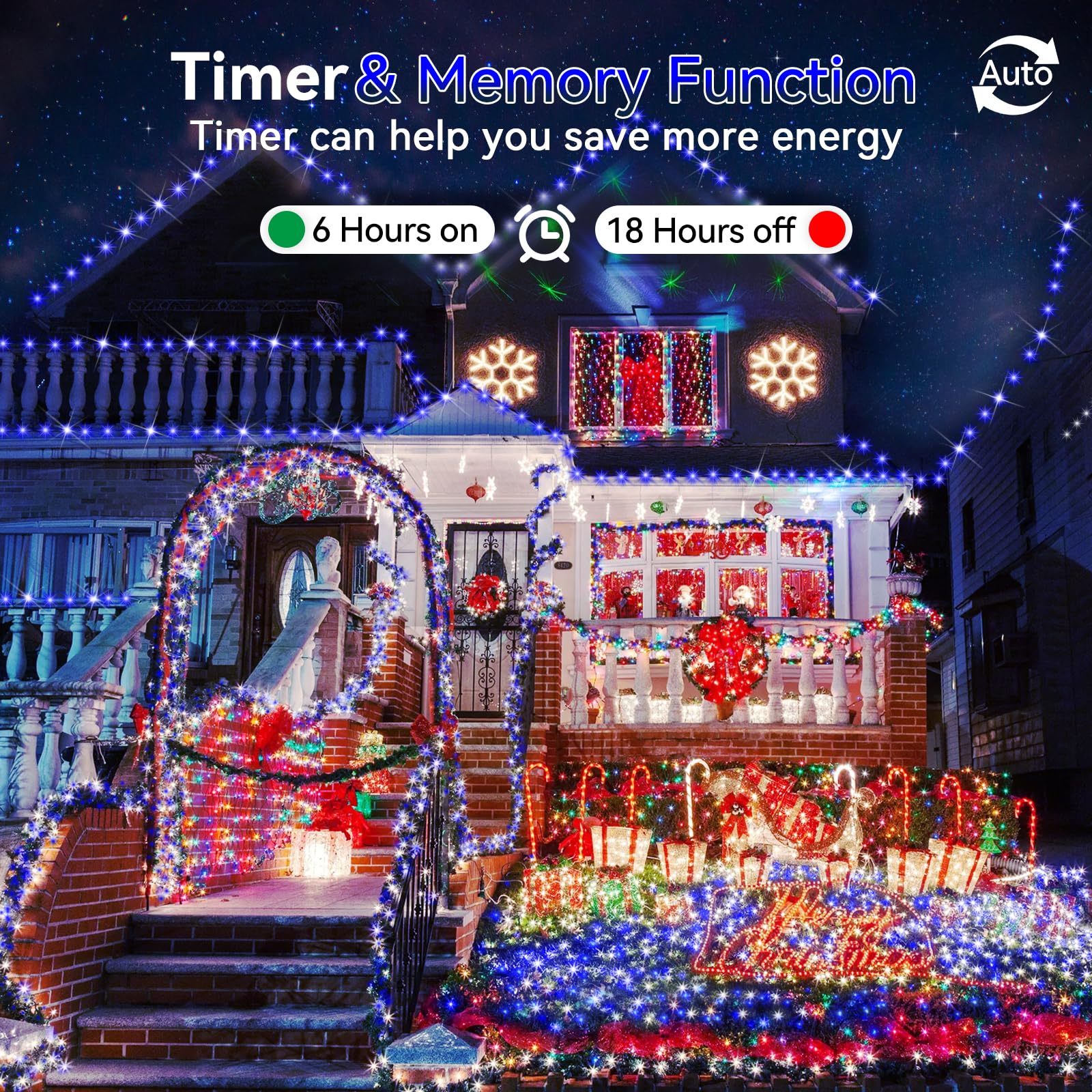 Hezbjiti 1000 LED Christmas String Lights, 394ft Blue Fairy Lights with Remote & Timer for Home, Party, Wedding Decor