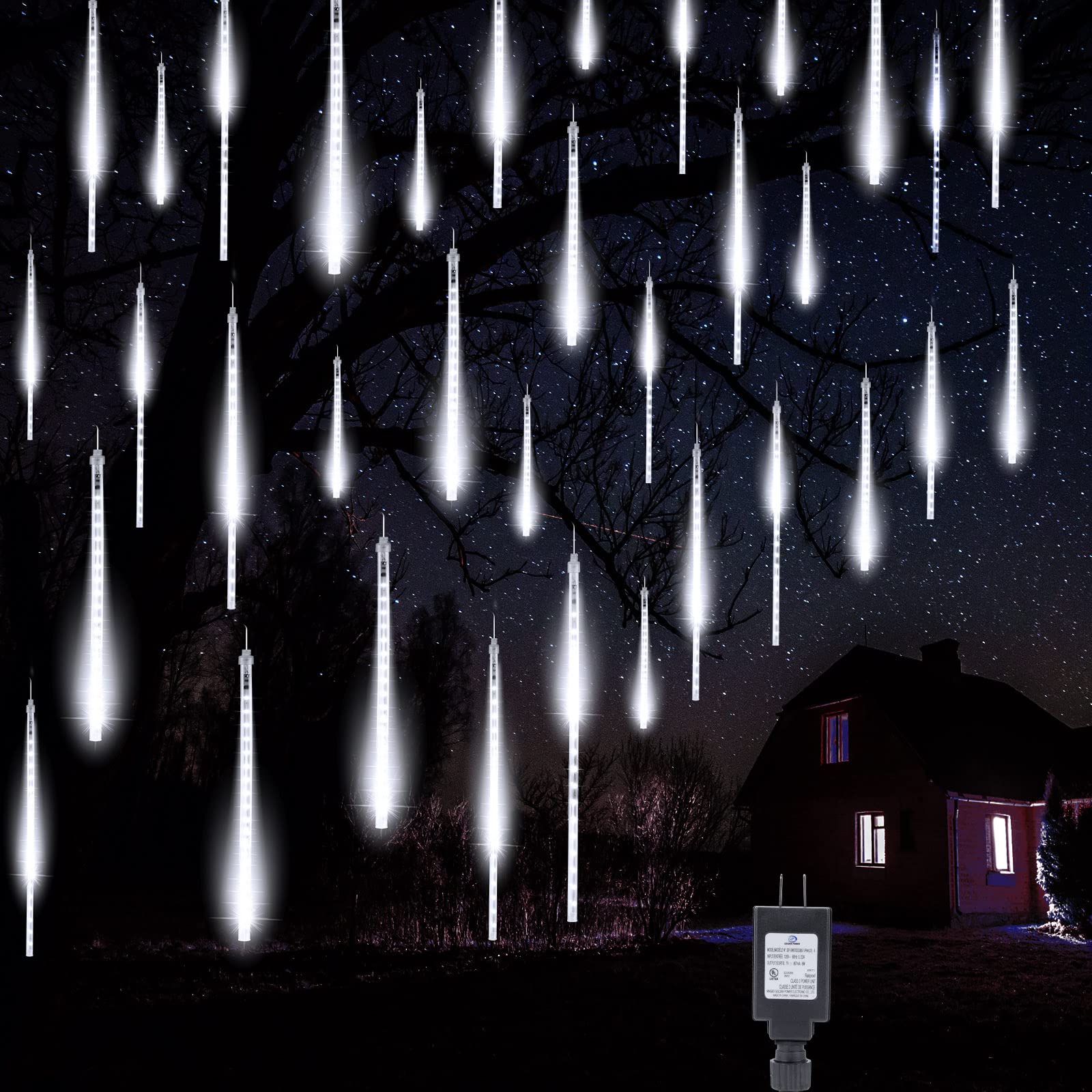 Meteor Shower Lights Outdoor, 16 Inches 10 Tubes 360 LED Snowfall Lights, Waterproof Meteor Christmas Lights, Hanging Falling Ra