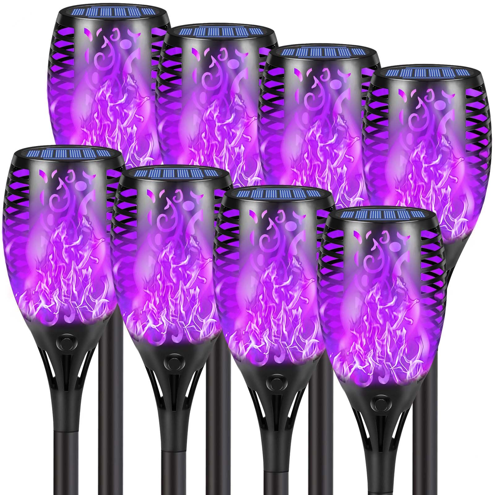 Super Larger Size Solar Torch Light with Flickering Flame, Auto On/Off Solar Lights Waterproof, 8 Pack 41 Torches for Patio Yard