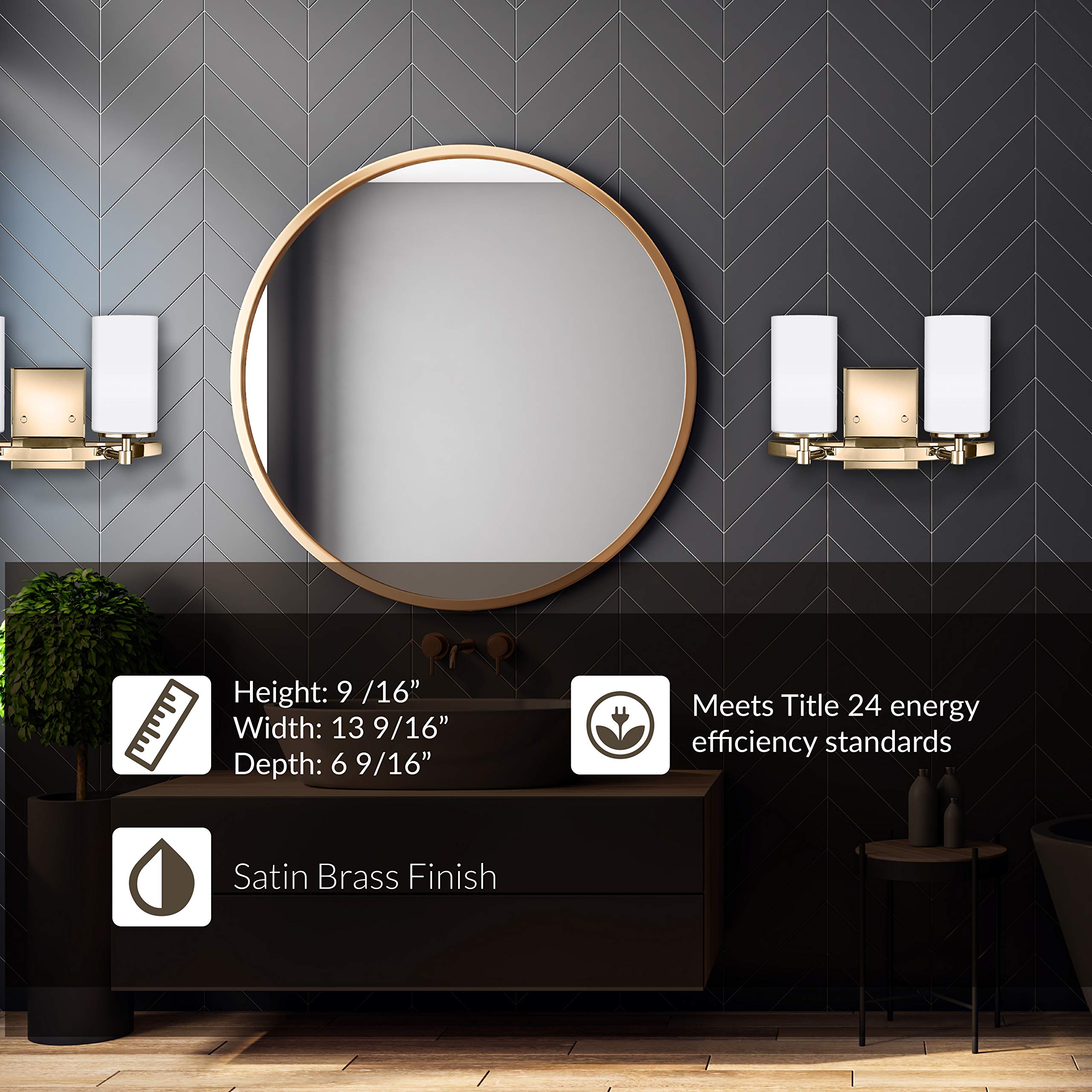 Sea Gull Lighting Alturas Two-Light Wall/Bath Vanity Fixture, Satin Brass, Model 4424602-848, Alloy Steel Construction