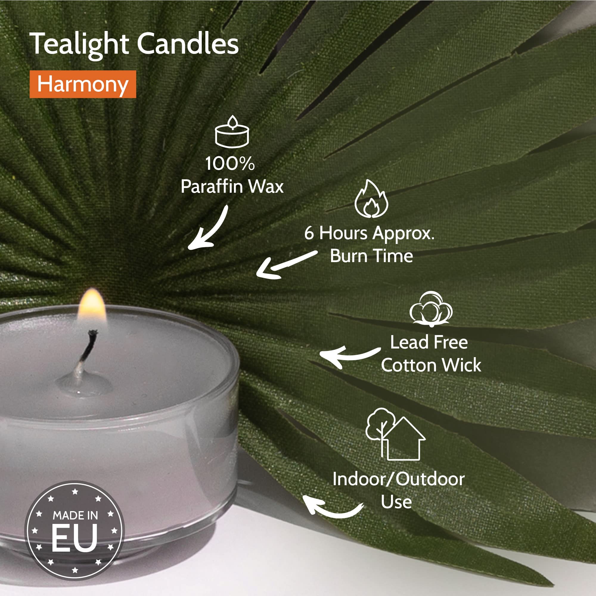 Hyoola Scented Tealight Candles - Clear Cup - Harmony Grey - 6 Hour Burn Time - 15 Pack - Model H10221