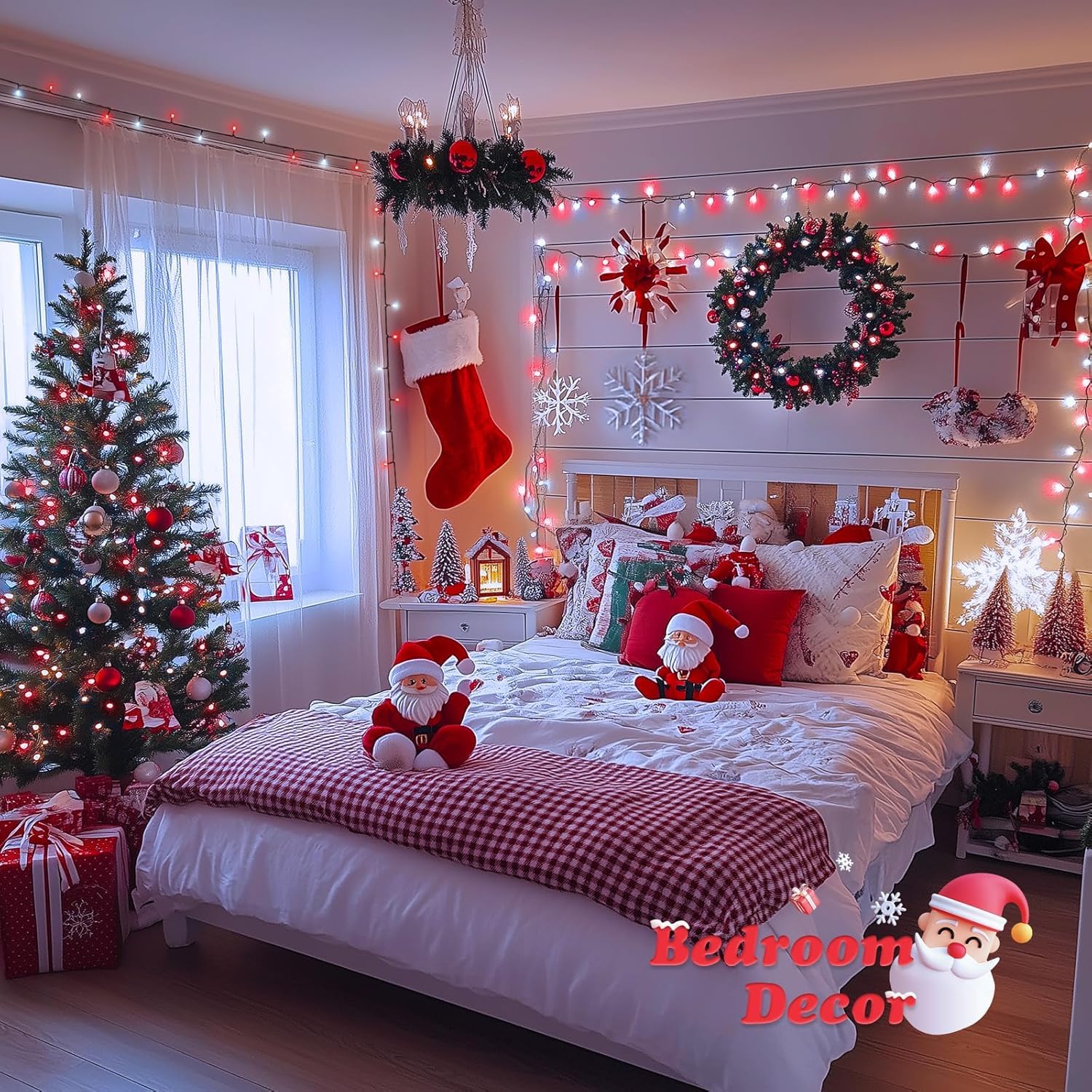 Jmexsuss 66Ft 200 Led Red And White Christmas Lights, Outdoor Christmas String Lights Plug In, Expandable Christmas Lights For T