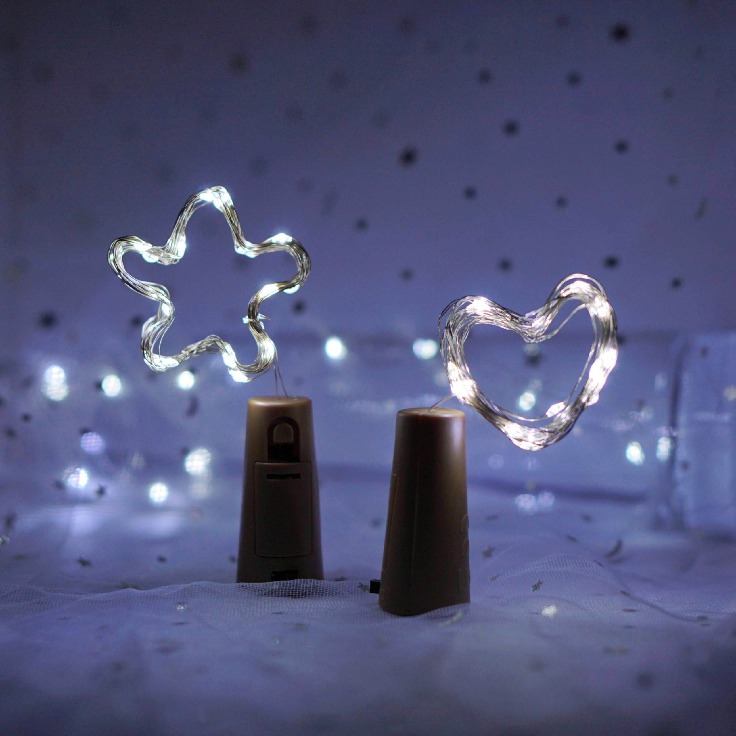 Domora Home Wine Bottle Lights 20 Leds Cork Lights Waterproof Battery (Included) Operated Fairy Mini String Lights For Diy Jar Indoor Bedroom Party Wedding Christmas Decor Pack Of 4(Cool White)