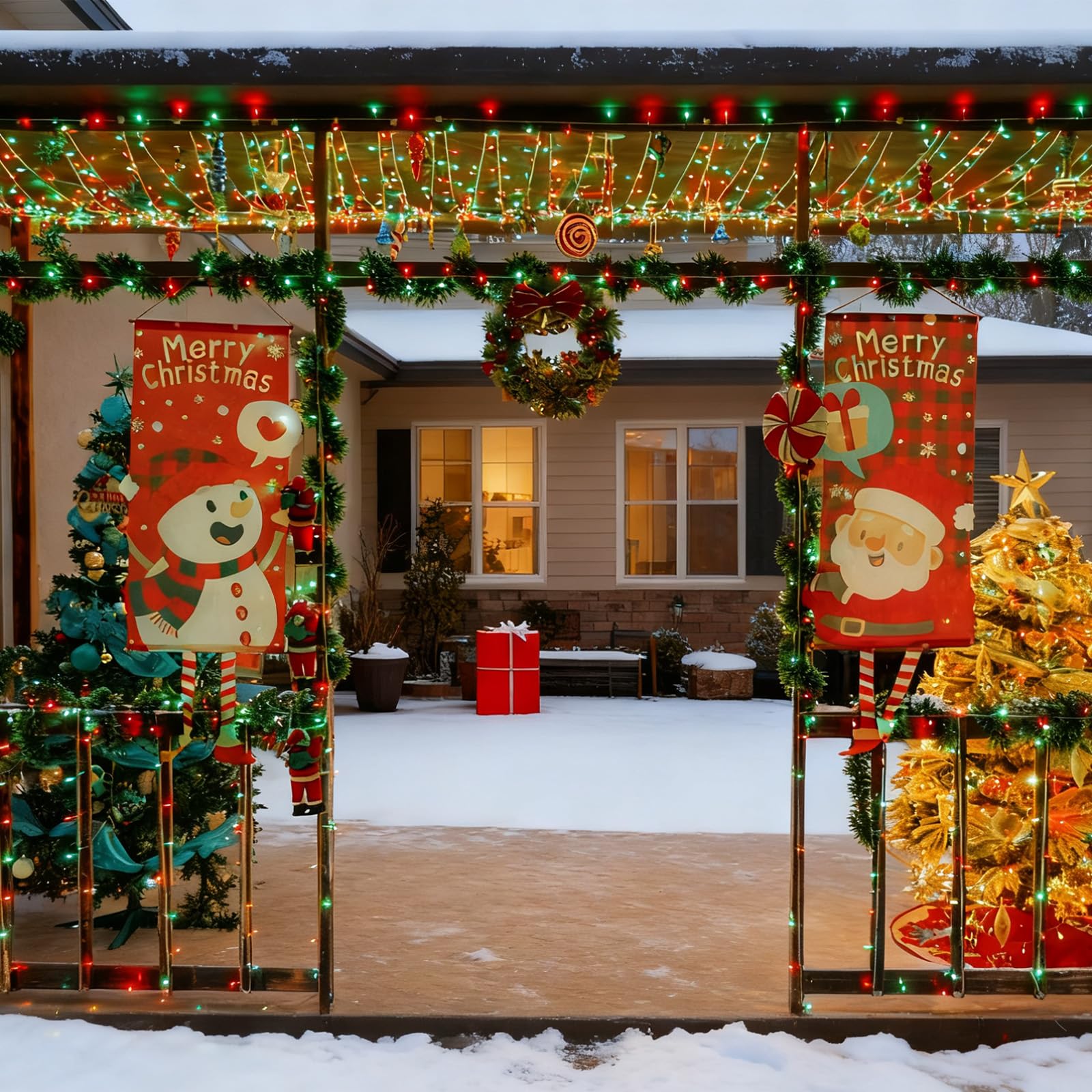 Yeguo 165Ft 500 Led Red And Green Christmas Lights Outdoor Waterproof  Clear Wire String Lights Indoor Plug In  8 Modes Clear Wire Twinkle Tree Light For Xmas Party Garden