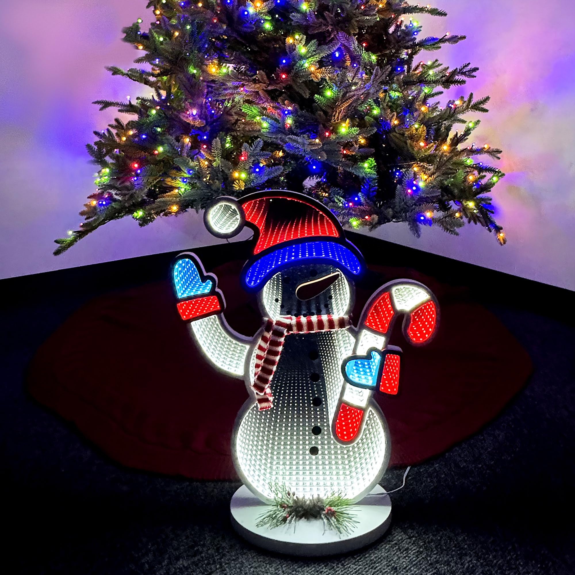 Elumina Decor Snowman Infinity Mirror Light - LED Christmas Decoration - 16in x 20in - Acrylic, USB-Powered, Indoor Holiday Decor