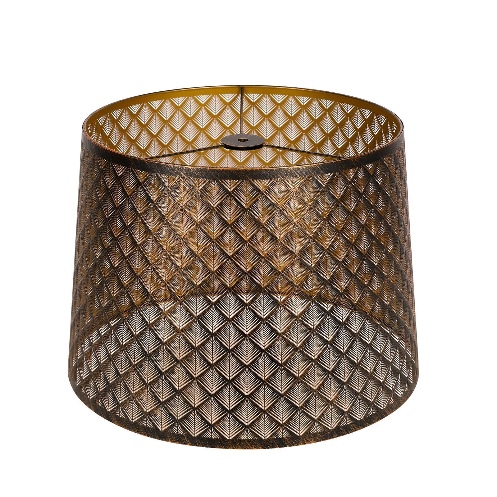 ALUCSET Metal Etching Large Lamp Shade, Drum Big Lampshades for Table Lamp and Floor Lamps, Unique Arrow Design, Bronze 12 Top X