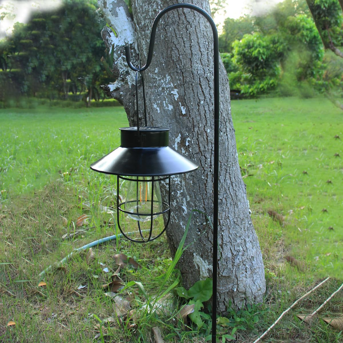Solar Lantern 2Pack Outdoor Hanging Light- Waterproof Vintage Metal Light With Shepherd Hook Decorative For Patio, Backyard, Por