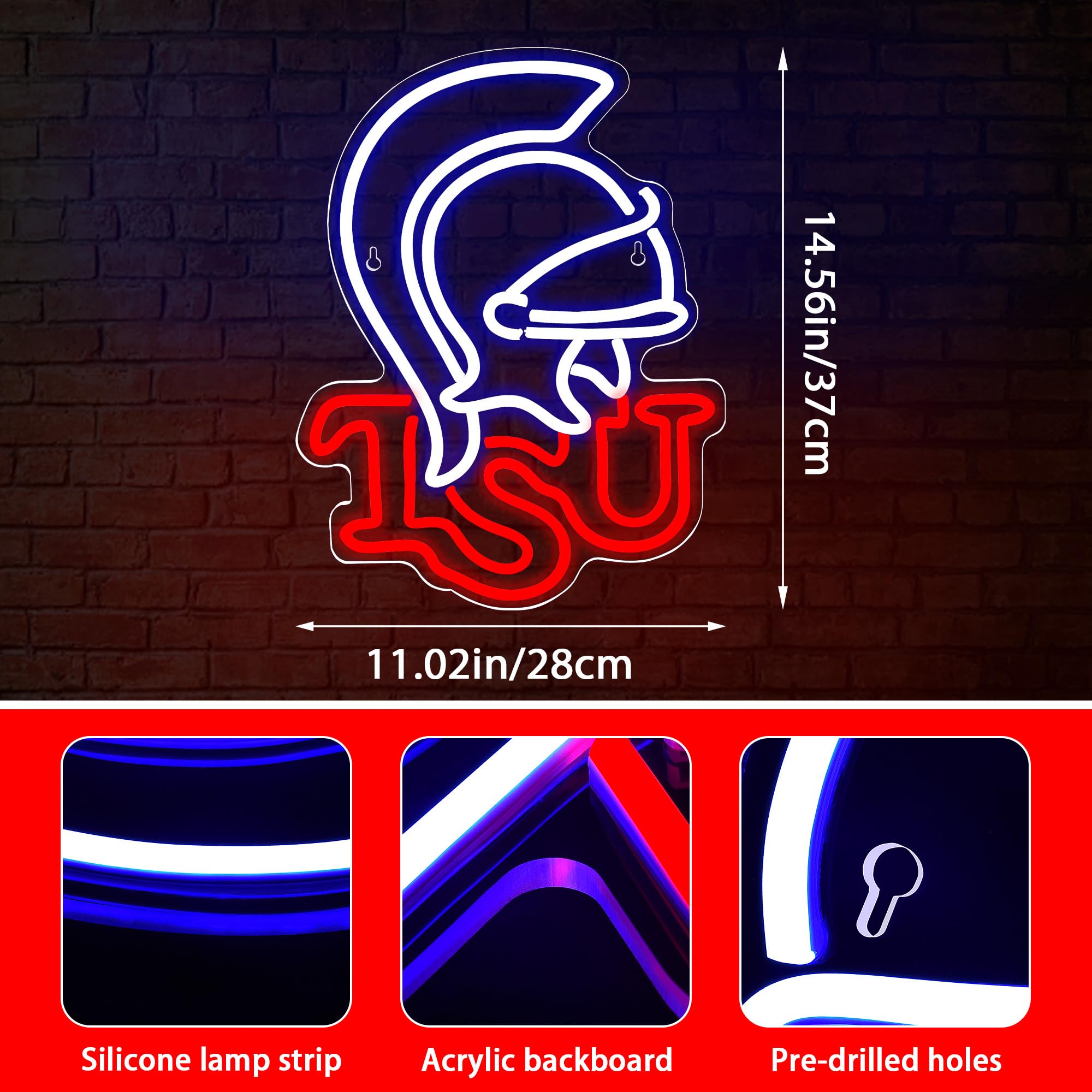 University Neon Sign for Wall Decor University Football Team Neon Light College Team Logo LED Sign for Man Cave Dormitory Bar Cl