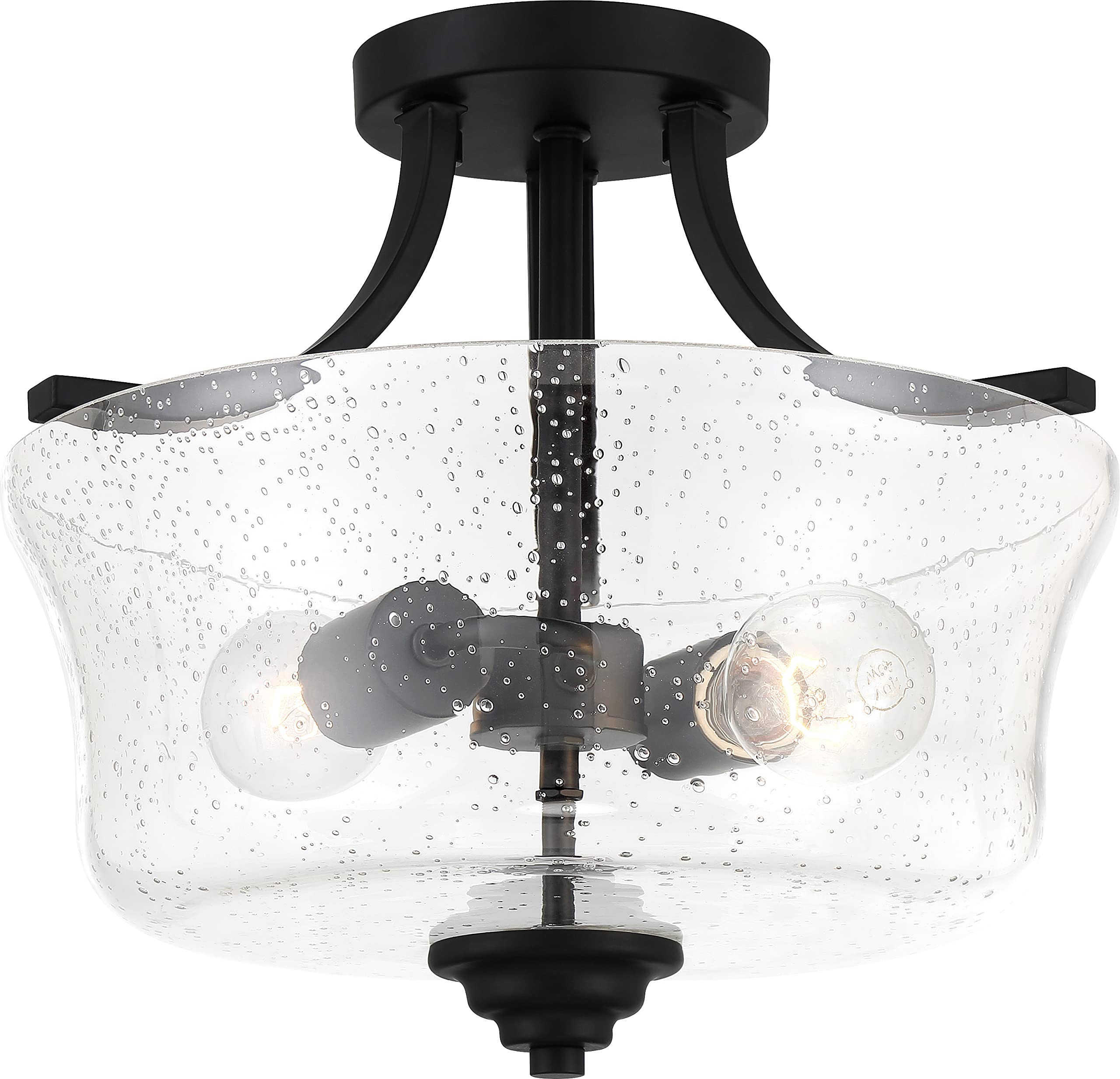 Minka Lavery Shyloh Flush Mount Light, 2-Light, 120W, Semi Flush, Coal Finish with Clear Glass, Model 4922-66A
