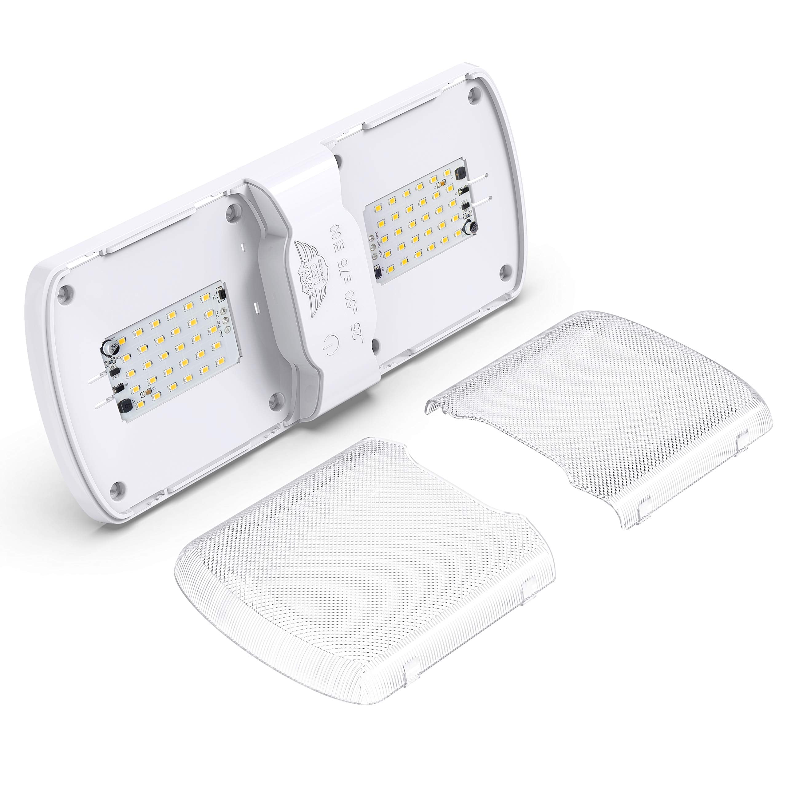 Leisure LED 5-Pack RV Ceiling Double Dome Light Fixture, Touch Dim Natural White 4000-4500K, 620 Lumen Interior Lighting for Car/RV/Boat