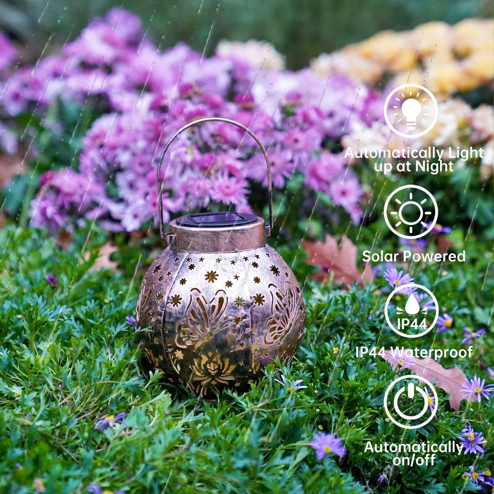 Excmark 2 Pack Outdoor Solar Hanging Lantern Lights Metal Led Decorative Lamp For Garden Patio Porch Lawn And Table.Unique Gifts