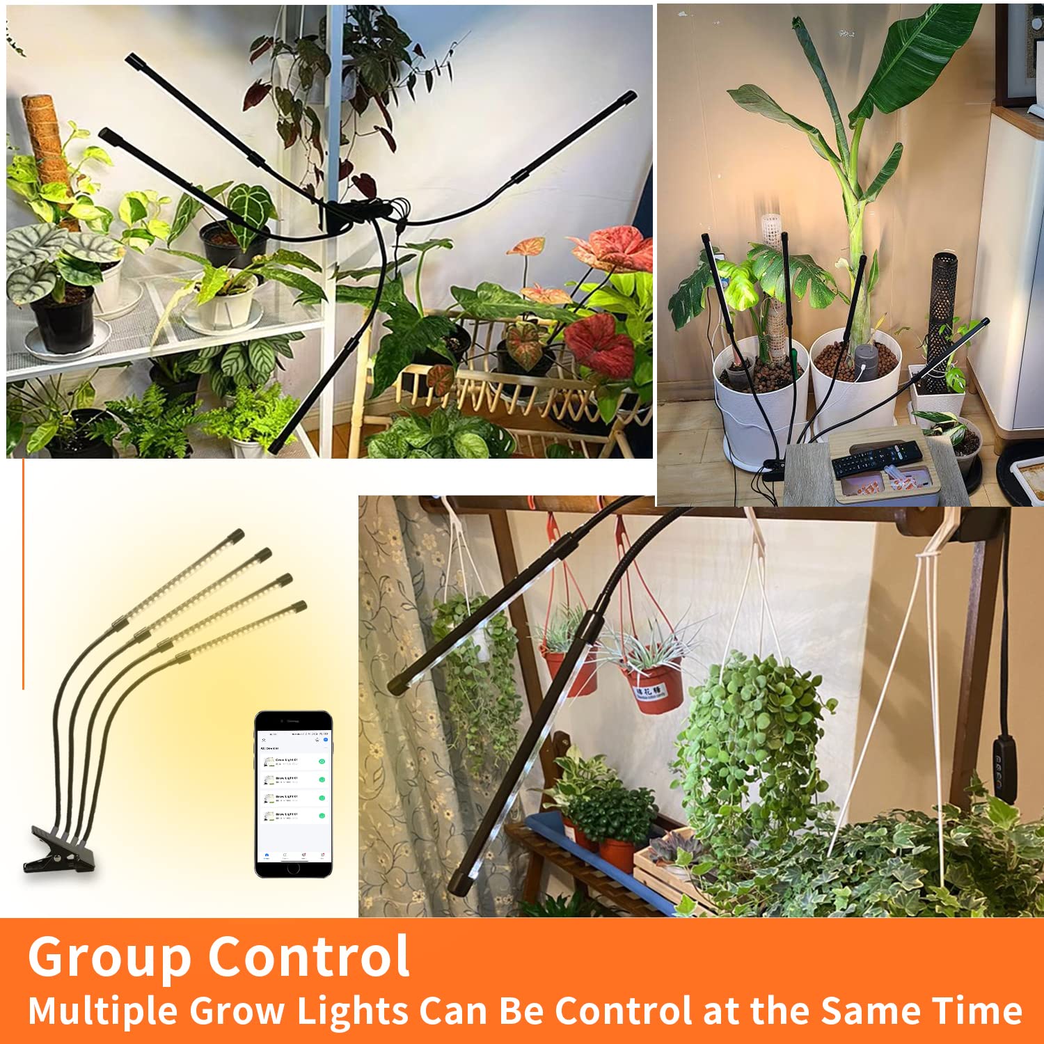 Lurious Smart Wifi Led Grow Light, Dimmable Full Spectrum Plant Lamp With Timer & App/Voice Control,Compatible With Alexa/Google/Siri For Indoor/Outdoor Plants Only 2.4Ghz Wifi(4 Tube)