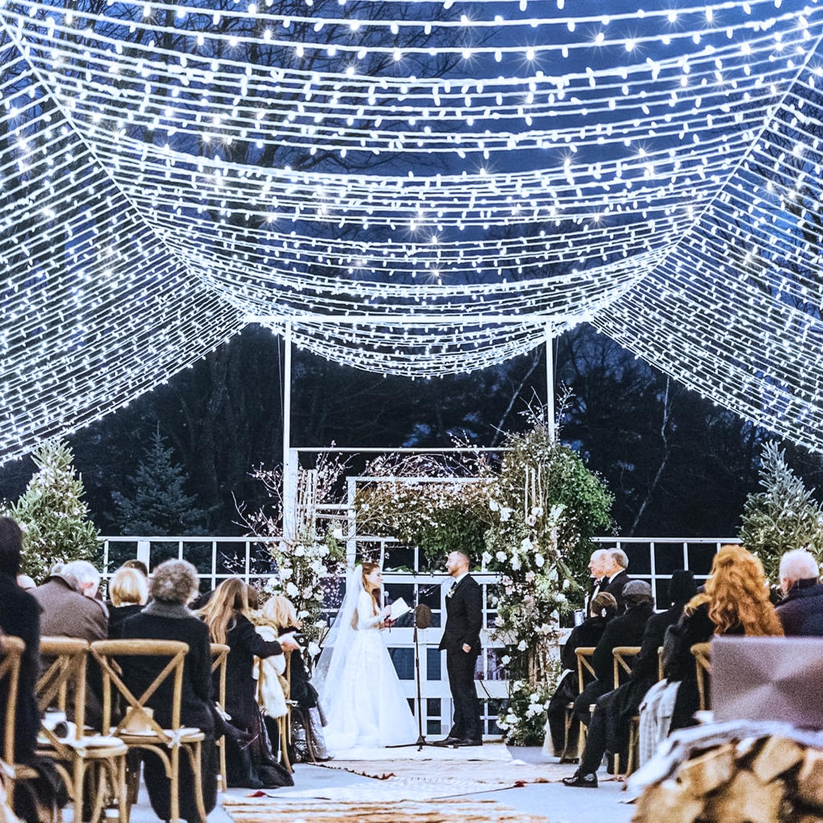 600 Led White Christmas Lights Outdoor 197Ft 8 Modes White Christmas String Lights Clear Wire  Plug In Twinkle Fairy Lights For Bedroom Wedding Christmas Tree Decorations