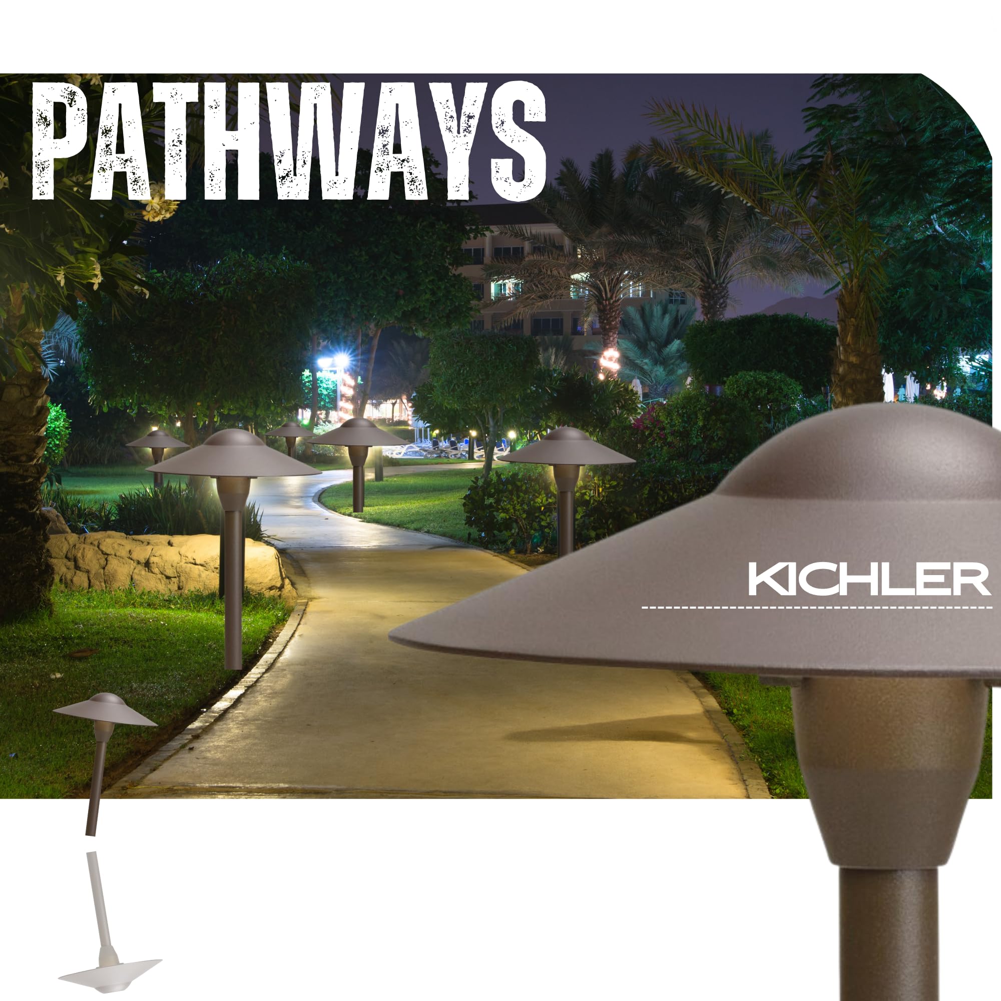 Kicher Landscape Path Lighting Fixture 15310Azt, 16.25 W,12 Volt,8.25'' W X 21'' H X 8.25'' L, T5 Wedge Base, Architectural Bron