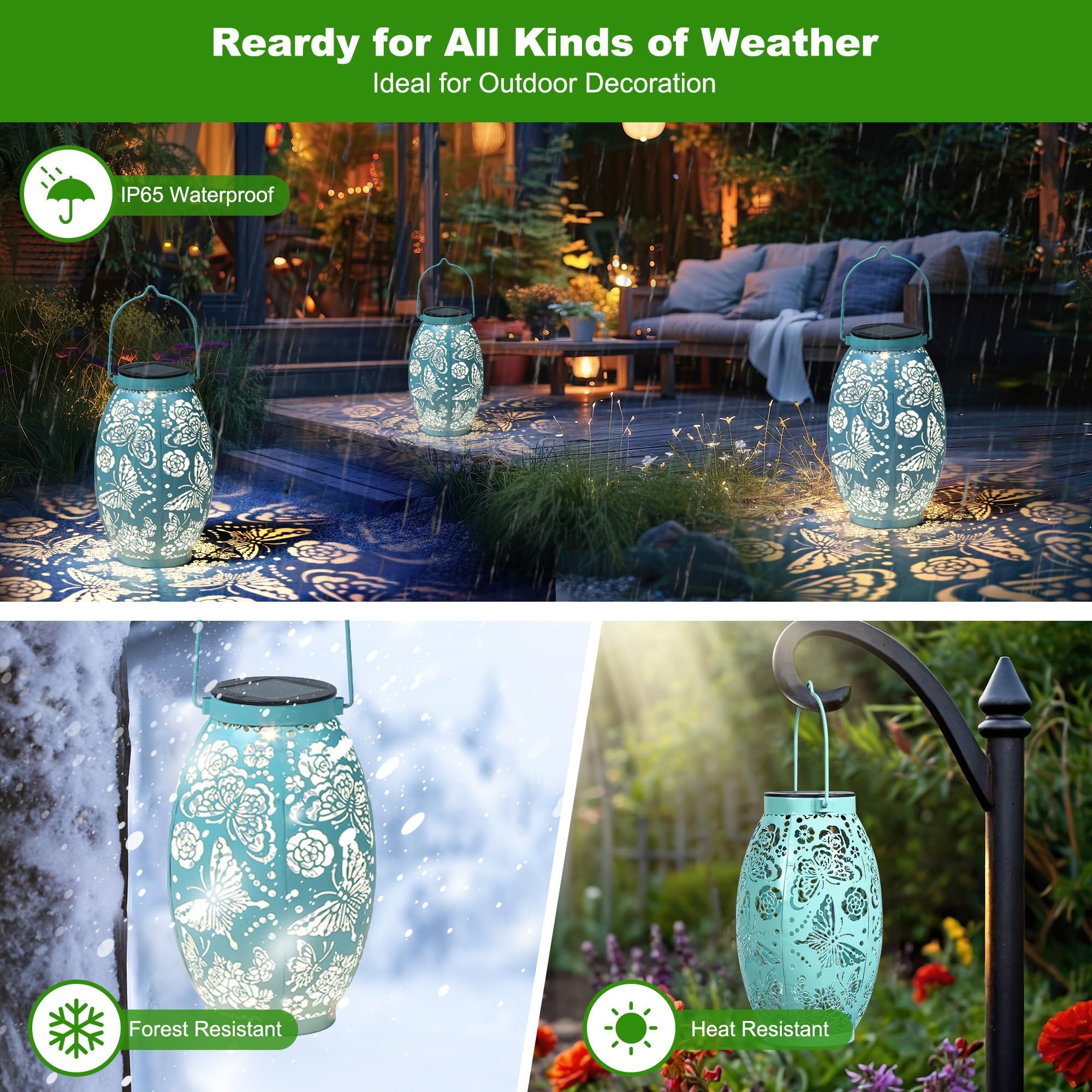 Butterfly Solar Lanterns, Gifts For Women Mom Birthday, Butterfly Decorations For Garden Patio Yard Porch Decor, Hanging Solar Lanterns, Big Metal Butterfly Solar Lights Outdoor Waterproof