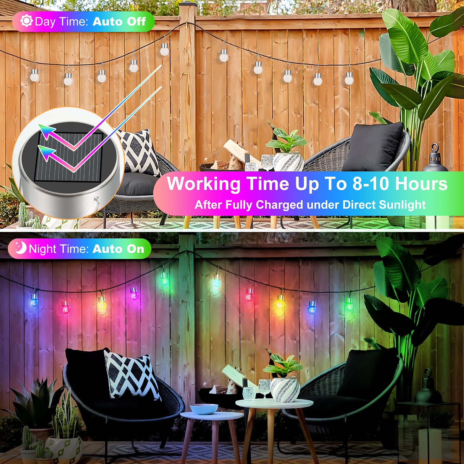 Bosceos 12-Pack Outdoor Hanging Solar Lights,  ed Glass Led Globe Lights, Waterproof, Multicolor, Model Jsb-Ke-03 For Garden Decoration