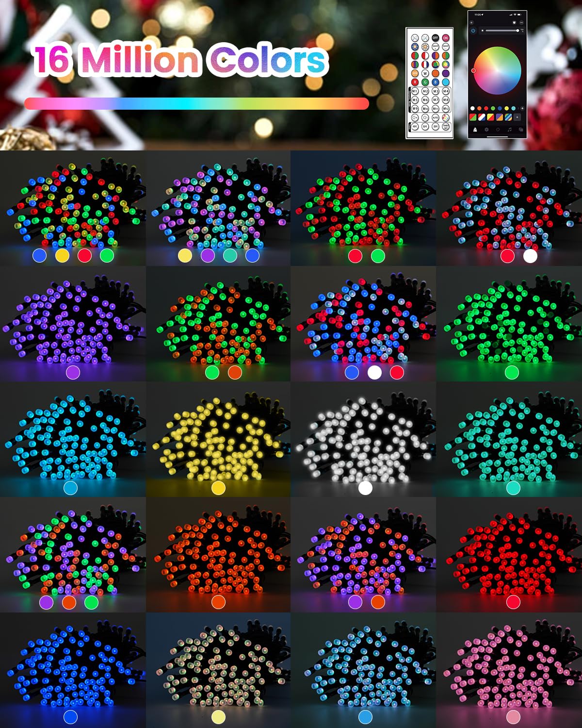 Smart Color Changing Christmas String Lights  107Ft 300Led App Control Rgb Led String Lights With Remote & Timer  Waterproof Twinkle Christmas Tree Lights Indoor Outdoor Holiday Xmas Tree Decorations