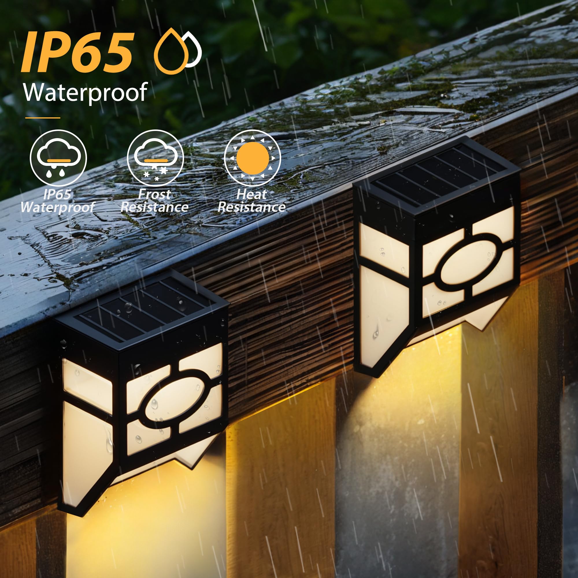 Otdair Solar Lights Outdoor, 8 Pack Warm White/Multicolour Led Decorative Fence Lights, Waterproof Plastic For Deck, Patio, Yard