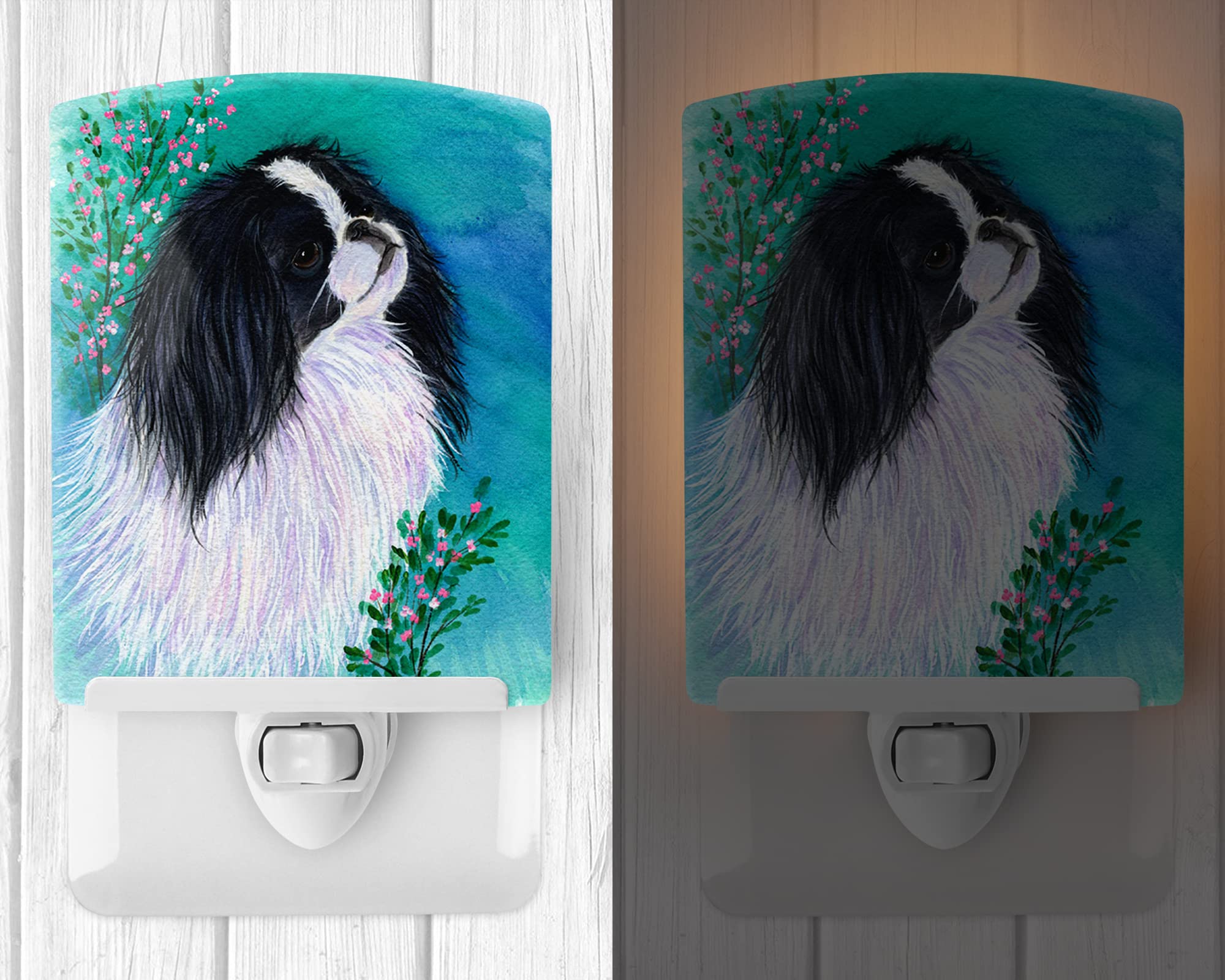 Carolines Treasures Japanese Chin Ceramic Night Light, UL-Certified, 6x4x3in, Multicolor, Model SS8134CNL