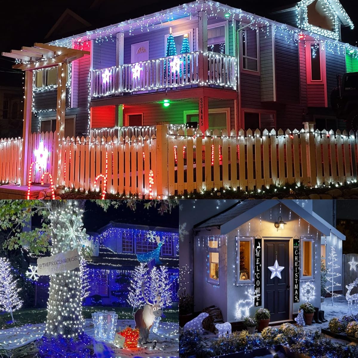 YEGUO 200 LED Christmas Lights, Waterproof Twinkle String Lights, 66ft Green Wire, White, Model JT-EL/FC300V0200-C