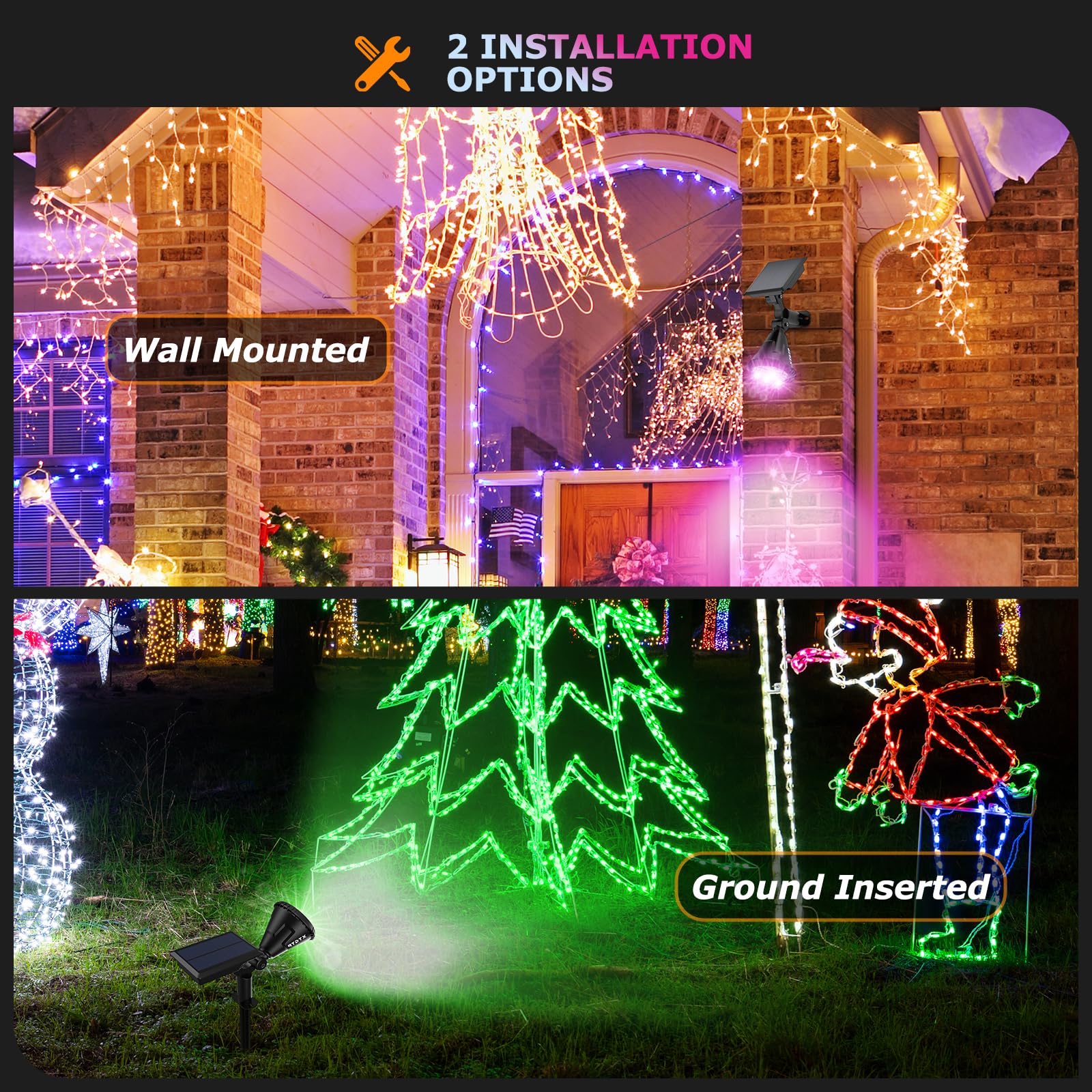 Xtgtp Color Changing Solar Spot Lights, 21 Leds, Ip67 Waterproof, 6 Pack Outdoor Lighting