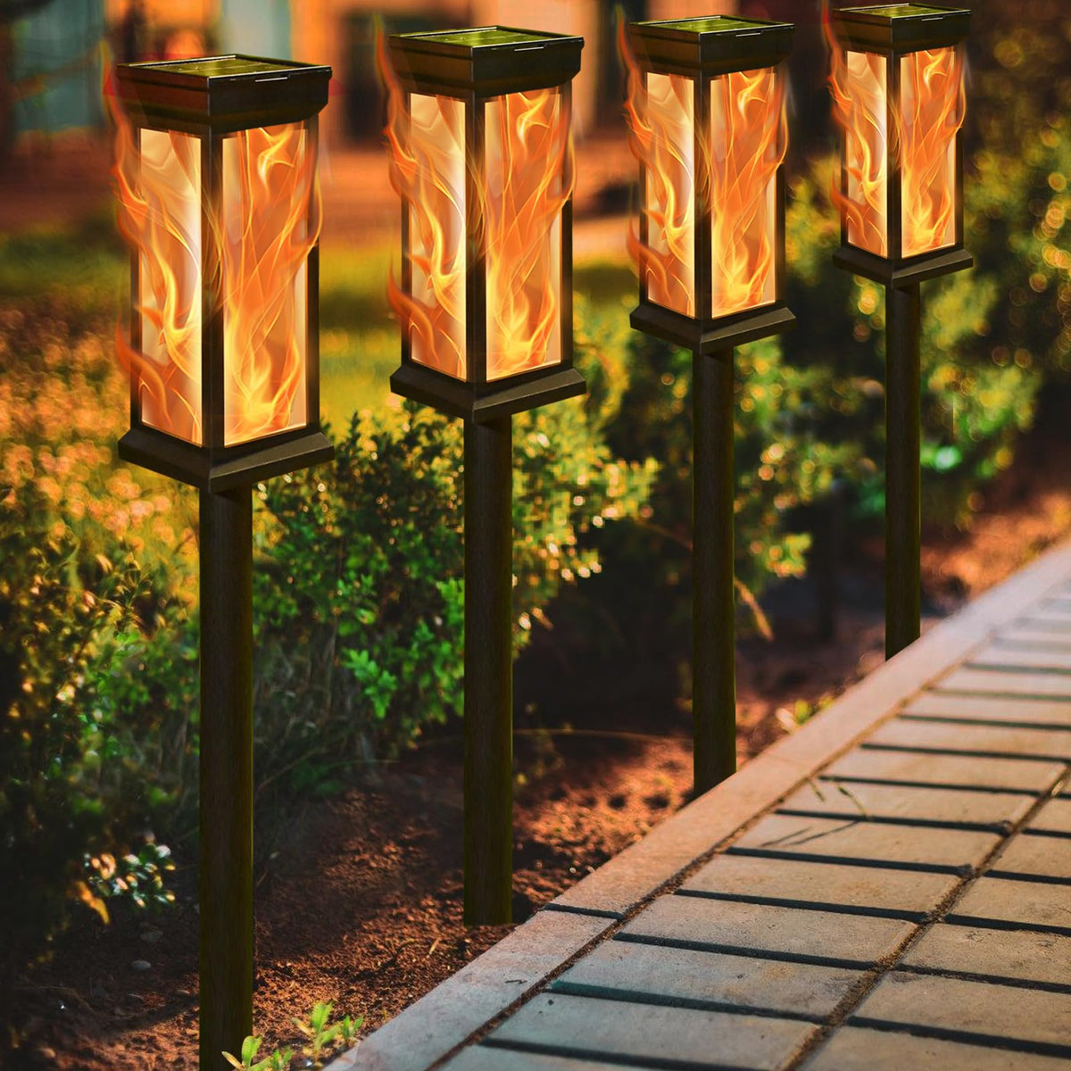 Kelvinlux Solar Flame Lights Outdoor, 12Led 8Pack Solar Torch Lights With Flickering Flame, Landscape Lighting Waterproof For Ou