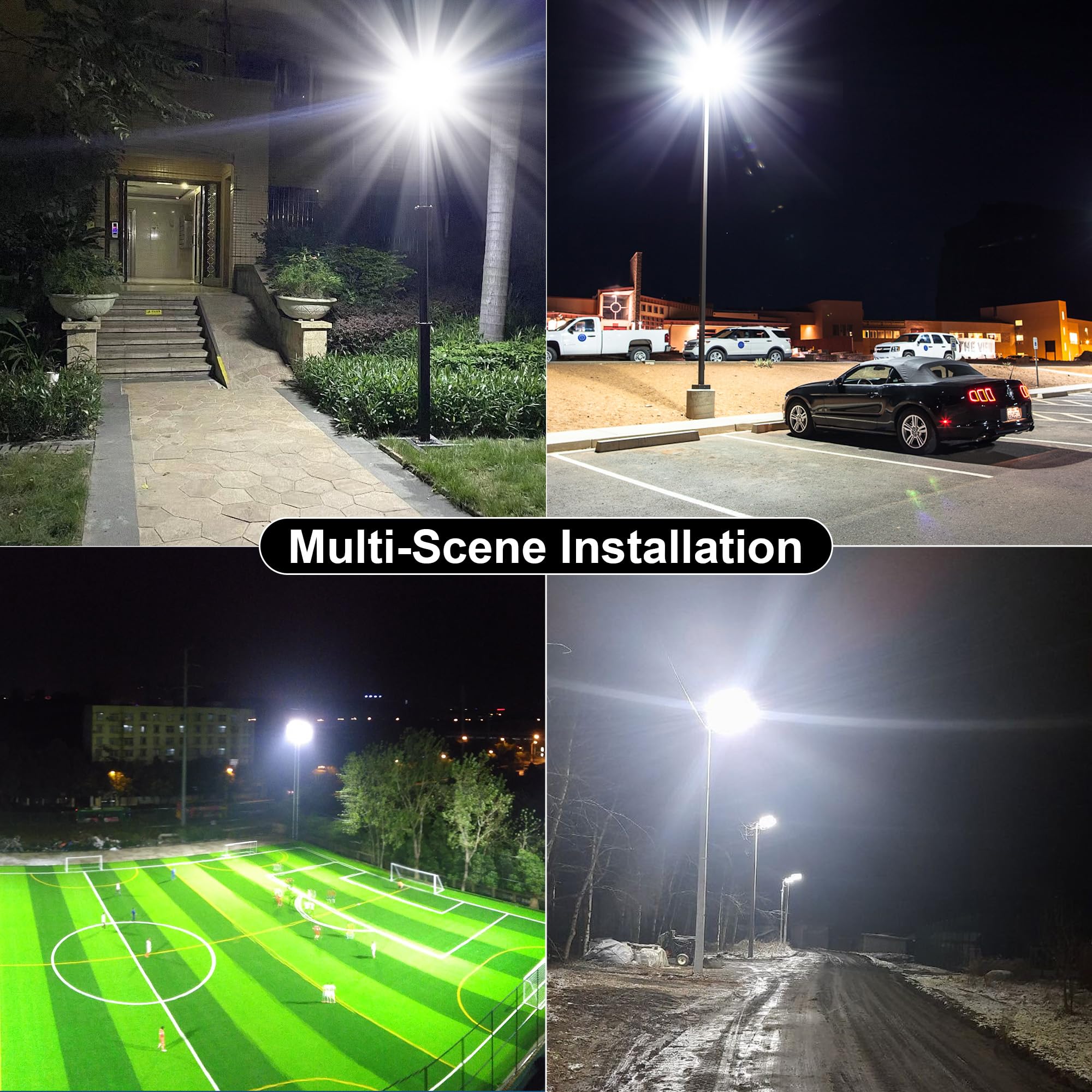 loyoele Ultra-Large Solar Street Light, 12000W, Waterproof LED Flood Light, Motion Sensor, Dusk to Dawn, Black, Model DLT-SL104, 2 Pack