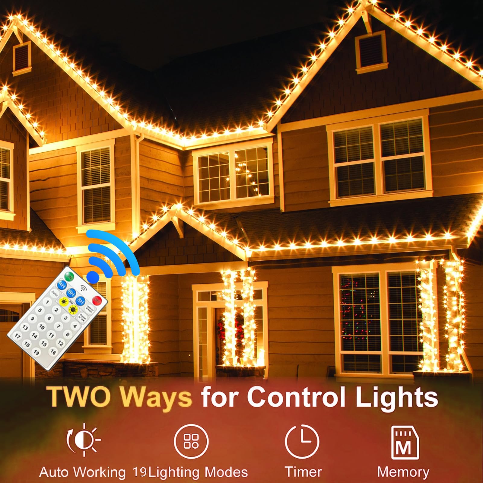 Maokot Solar Christmas Lights Outdoor, Upgraded 212Ft 640Led Solar Power Christmas Lights With Remote,19 Modes Waterproof Solar