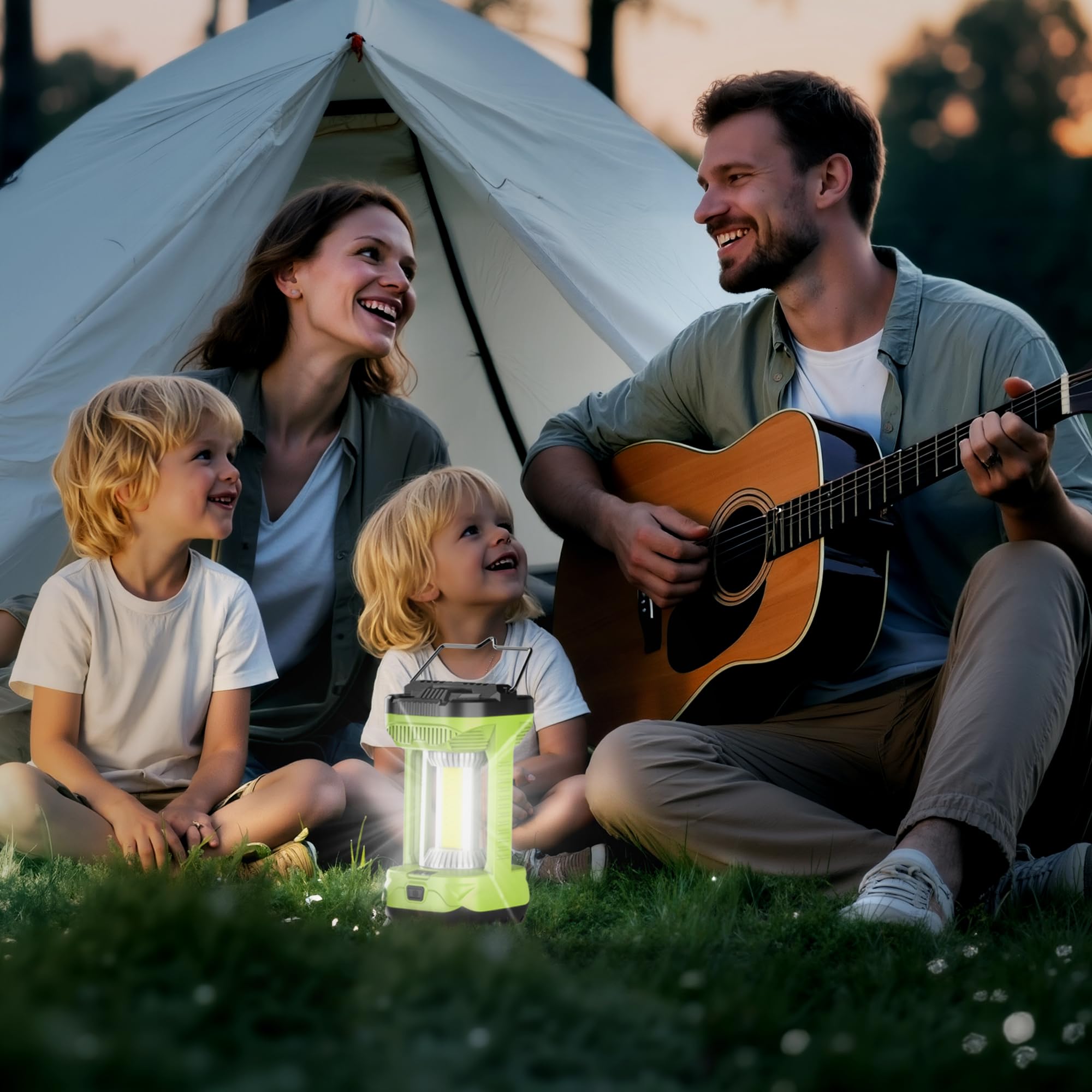 AlpsWolf Rechargeable Camping Lantern, 4000mAh LED Light, Super Bright, Green, Model CLV310-G1, Portable Emergency Lamp, 1 Pack