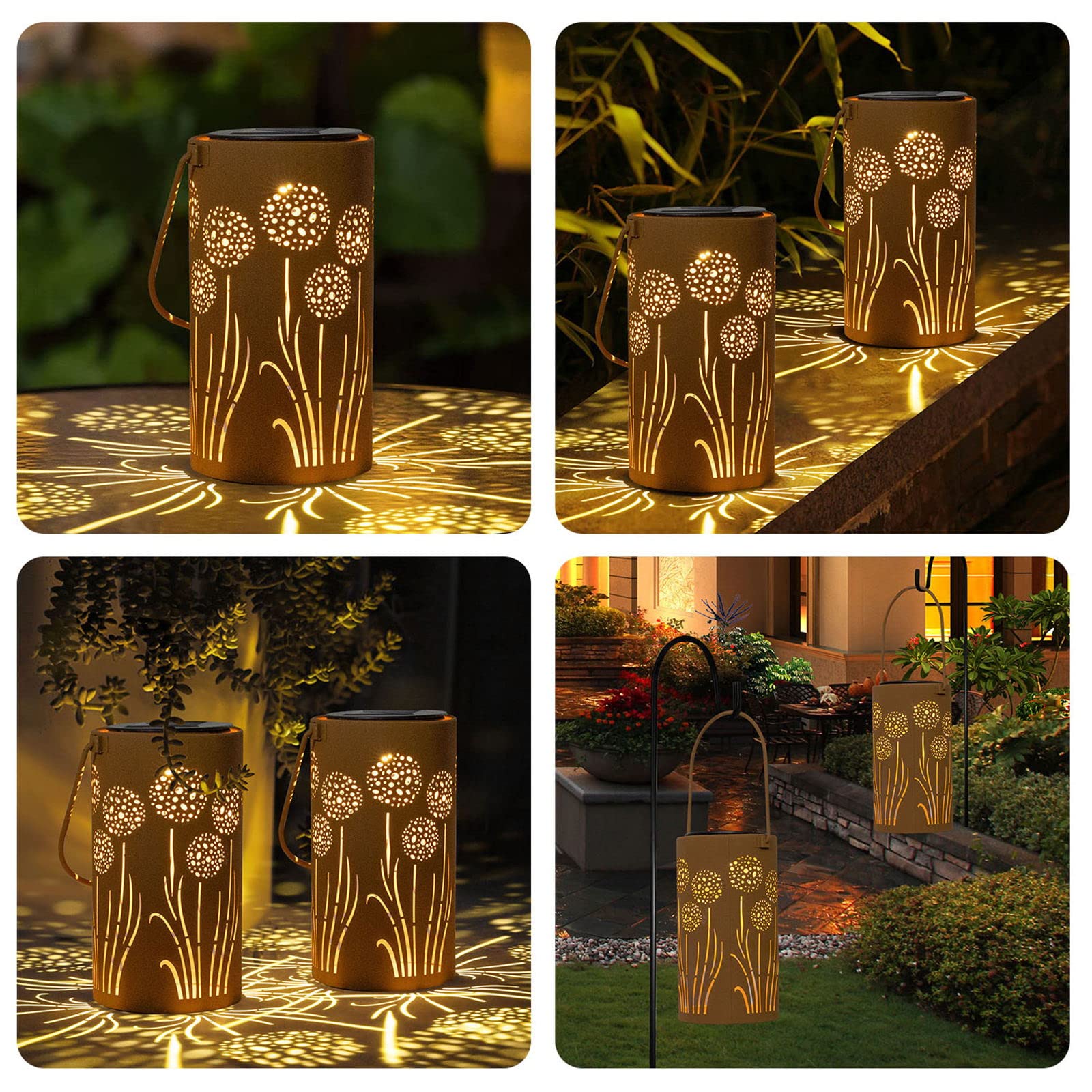 Solar Lanterns Outdoor Waterproof - Dandelion Solar Table Lamp Metal Decoration, Solar Table Lights For Desk Patio Lawn Patio Pa