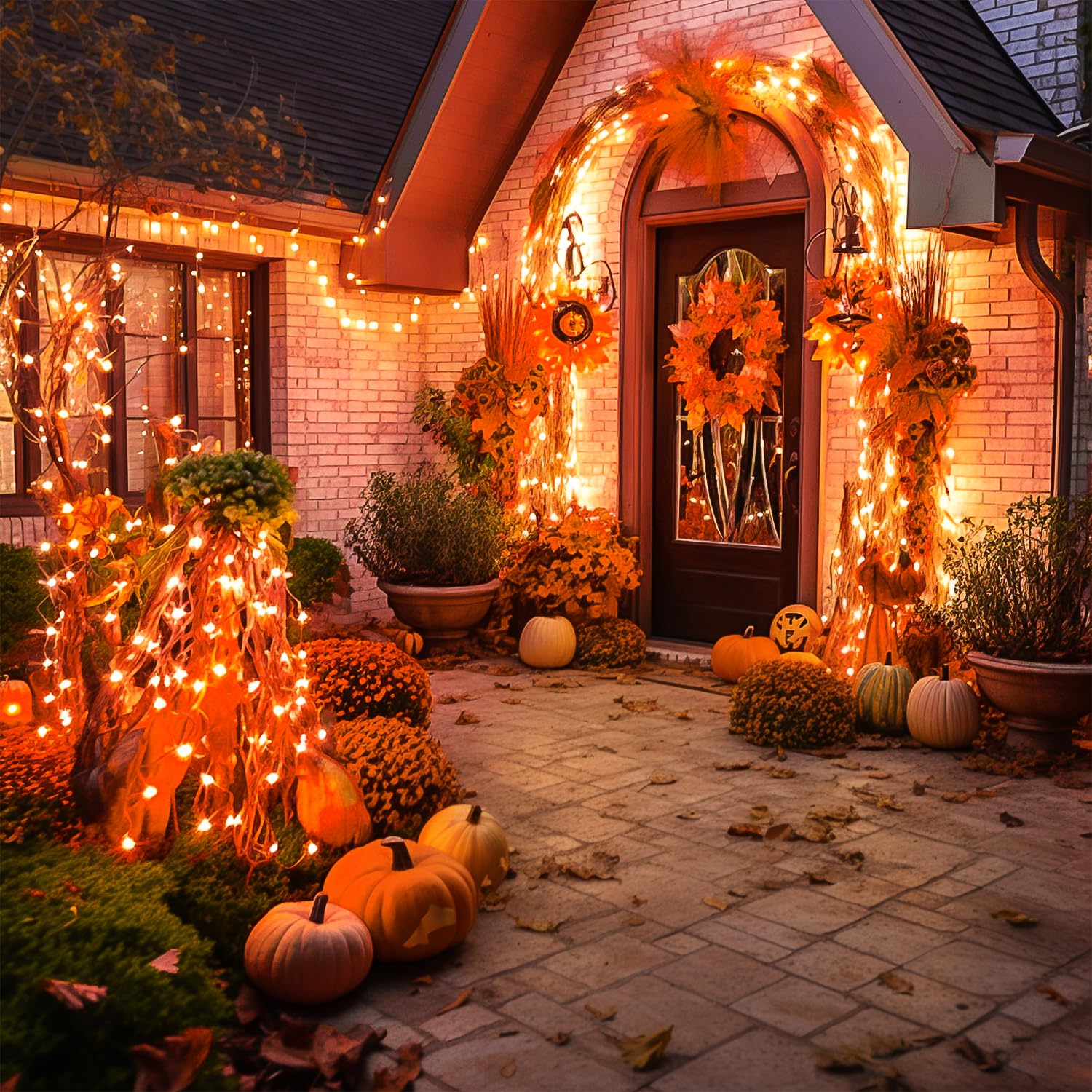 JMEXSUSS 600 LED Orange String Lights, Copper Wire, Indoor/Outdoor Fall Thanksgiving Decorations, Model EXS-S-0600