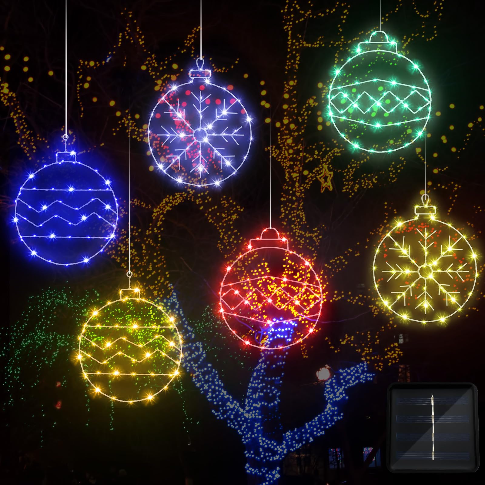 VIHOSE 6 Pieces Christmas Window Lights Decorations Christmas Balls Icicle Lights Outdoor Hanging Balls Lighted Decorations for 