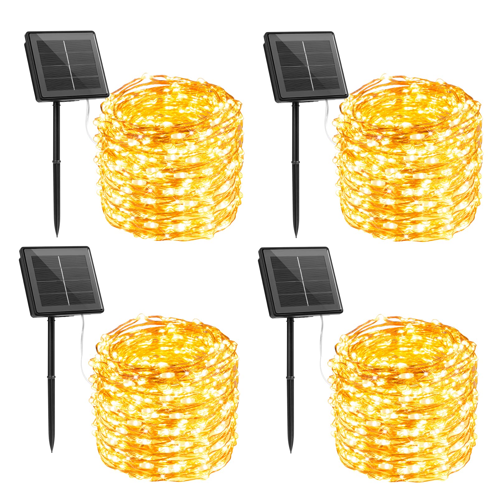 Brightown Solar String Lights, 400 LED, 132 Ft, 8 Modes, Waterproof, Warm White, Copper Wire, Model JS-TLEDX