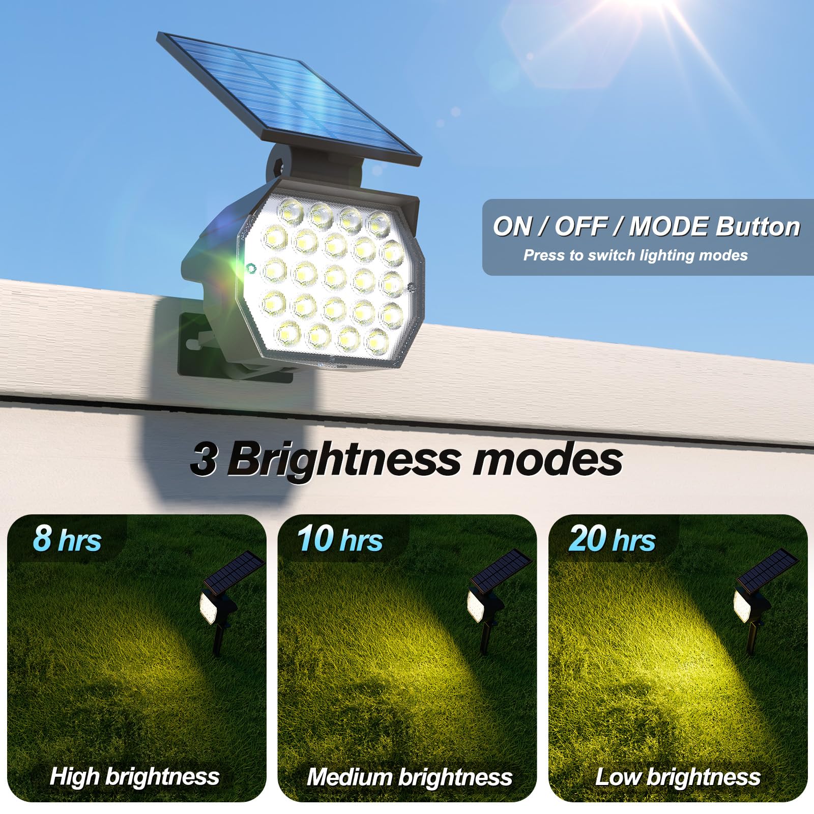Aponuo Solar Spot Lights Outdoor Waterproof 6 Pack Uplights Ip67,23 Led 3 Lighting Modes Solar Landscape Lights Tree Lights Outd
