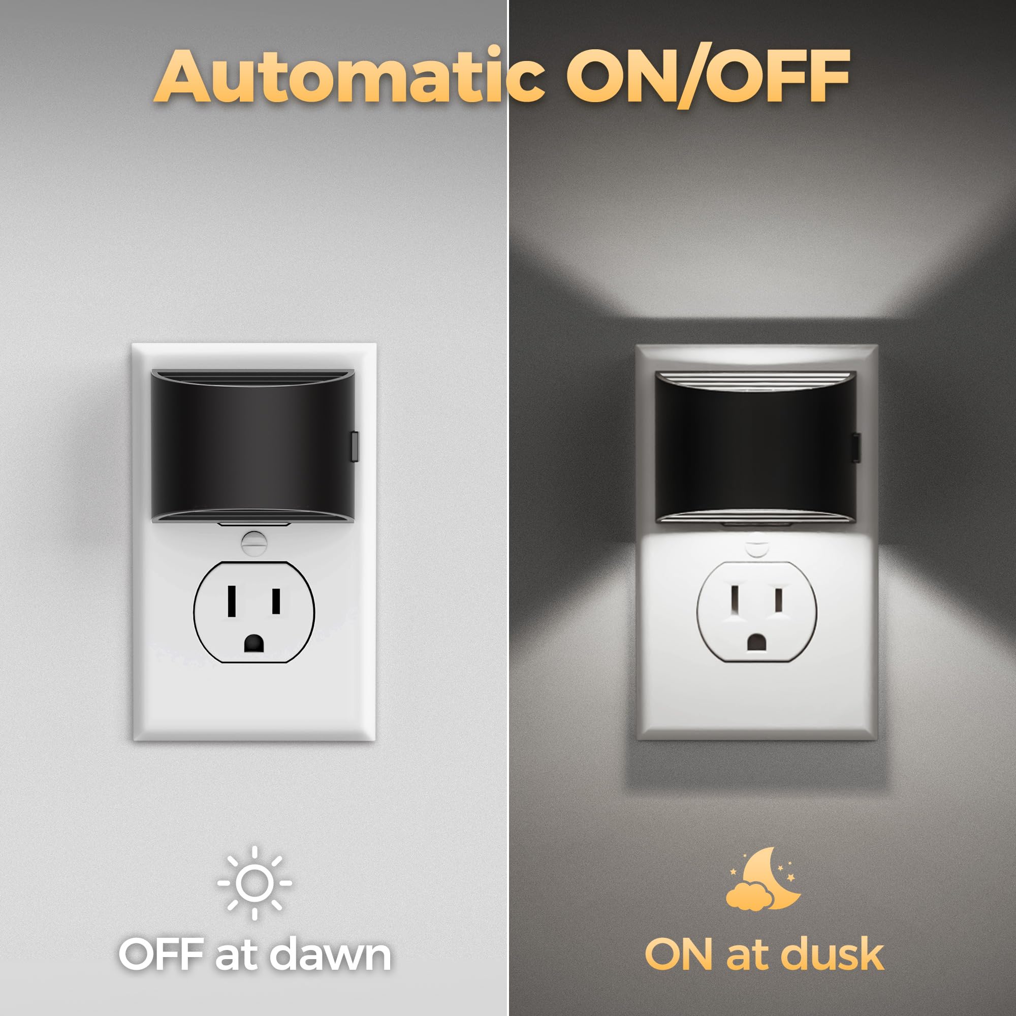 DORESshop LED Night Light 2 Pack - Dusk to Dawn Sensor, 3 Level Brightness, Daylight White, Perfect for Bedroom, Bathroom, Hallway