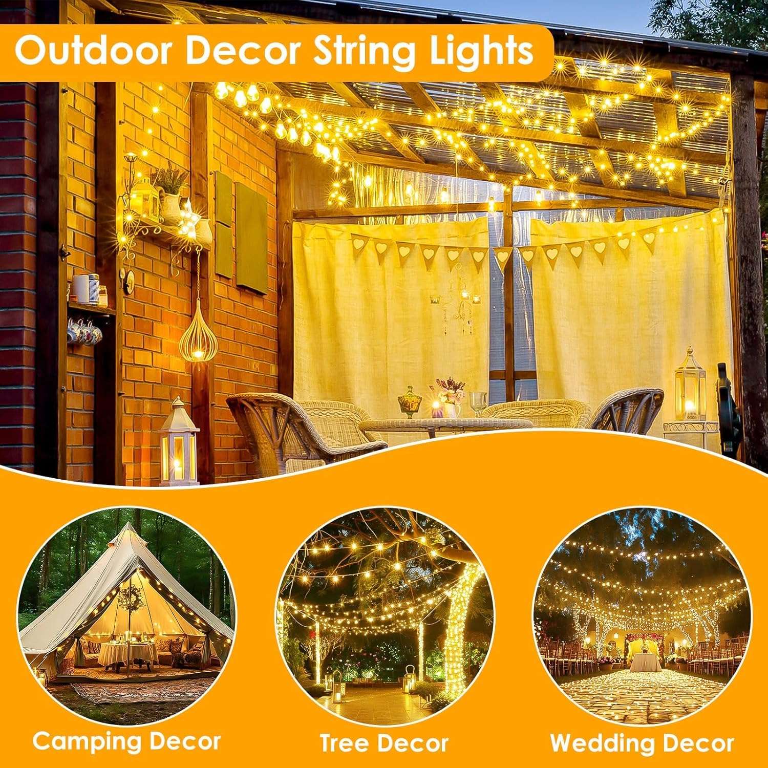 BHCLIGHT 4Pack Battery Operated Fairy Lights, 240LED Waterproof String Lights, Warm White, with Remote and Timer for Indoor & Outdoor Decor