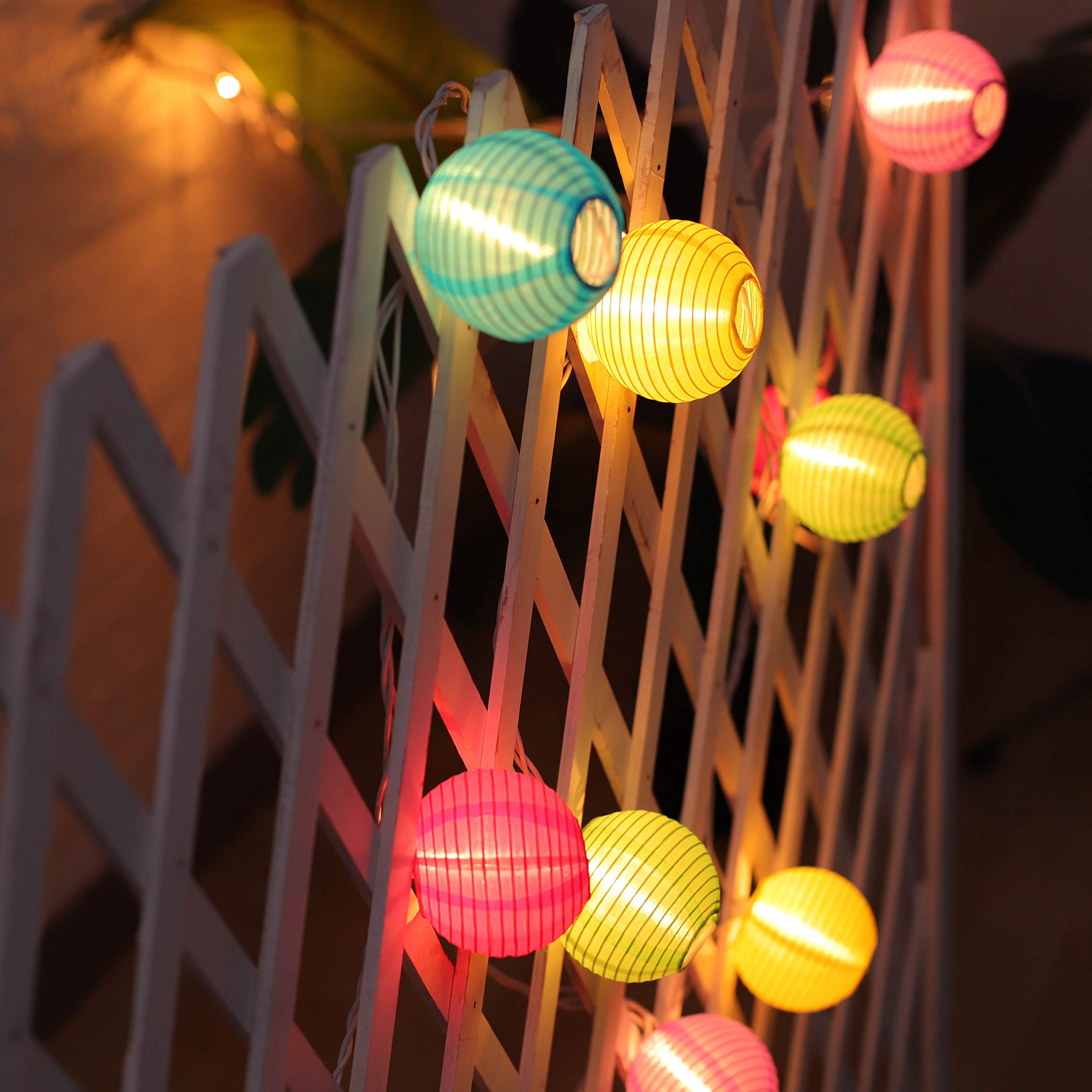 TIGOMOOV Multicolor Lantern String Lights Plug in, 20CT Mini Lantern String 18.1FT Hanging Lights for Bedroom Indoor/Outdoor Par