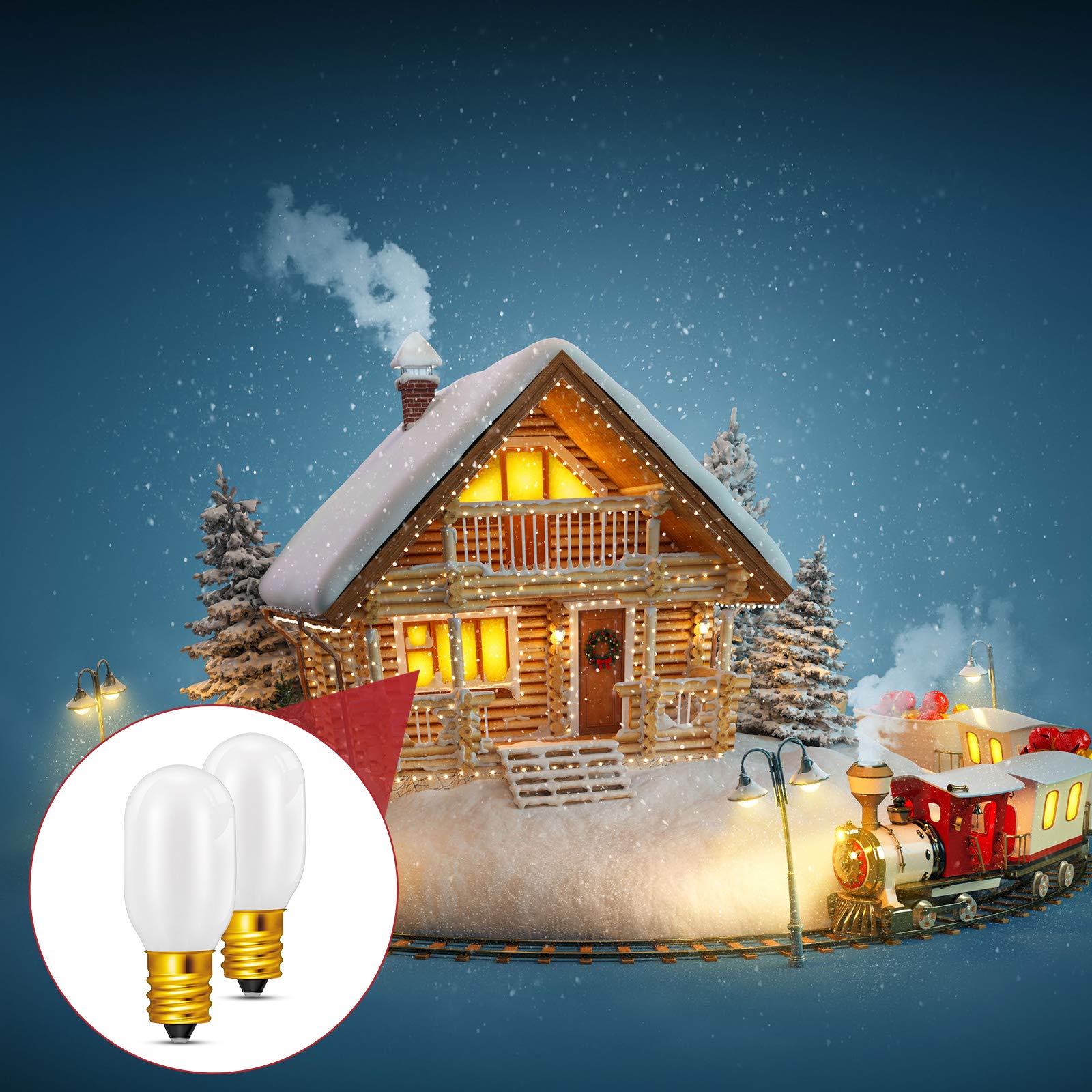 Honoson 20 Pieces Christmas Village Light Bulbs 6 W Replacement Bulbs, E12 Candelabra Base T20 Led Bulbs Accessory For Villages