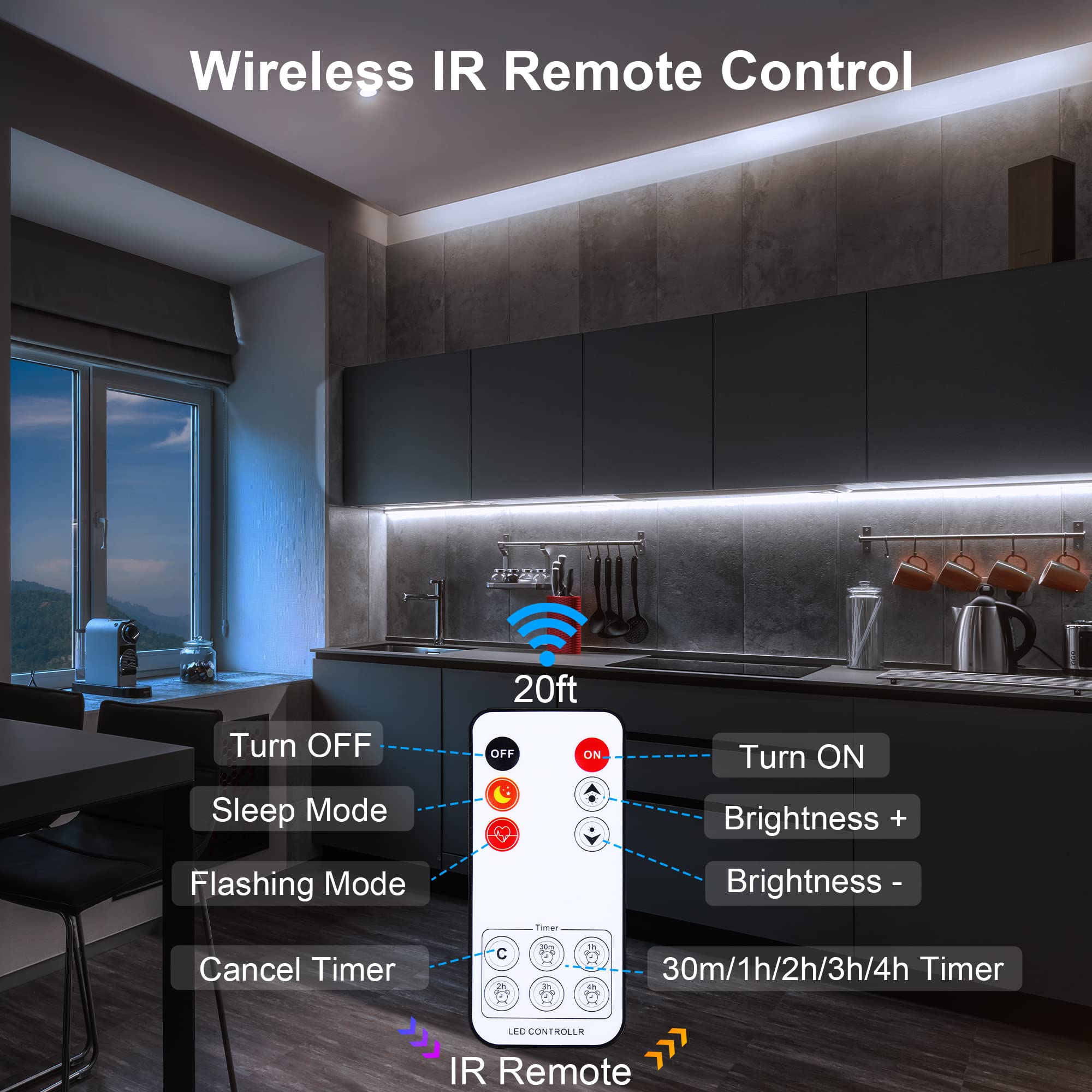 Maylit Under Cabinet Lights Plug In, 3 Pcs 12 Inch Ultra Thin Under Cabinet Lighting, Super Bright Daylight White Under Counter Lights For Kitchen, Dimmable Light For Cabinet, Counter, Workbench, Desk