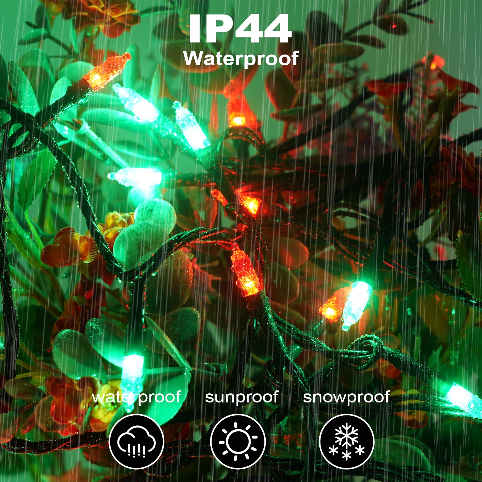 Illuminew Christmas Lights - 98Ft 300 Count Connectable Waterproof Led Fairy Lights Bulbs For Indoor Outdoor Christmas Tree Wedding ValentineS Day Decor (Red Green  150 Count - 2 Pack)