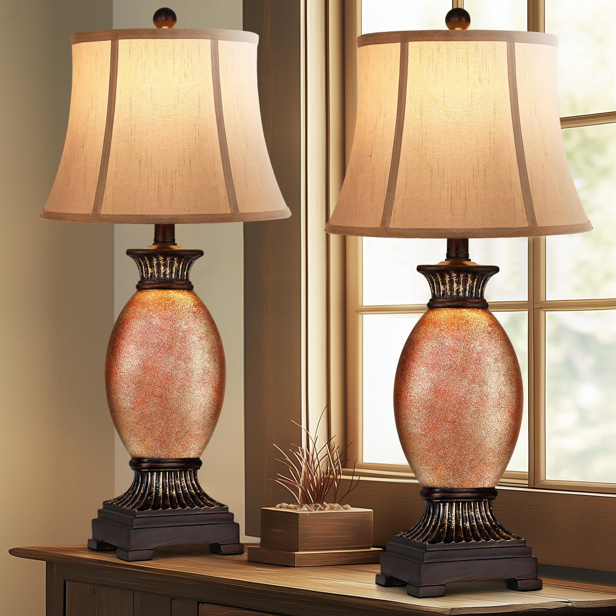 Hamucd Rustic Table Lamps Set of 2, 29